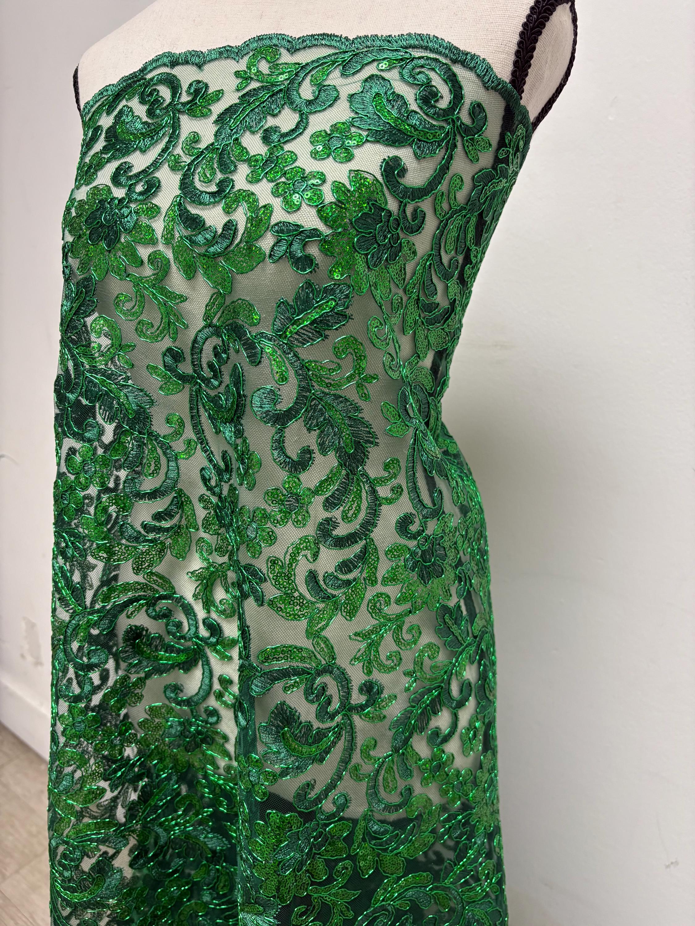 Lace fabric - Hunter Green - 49" Width - Design: 5386 BNG