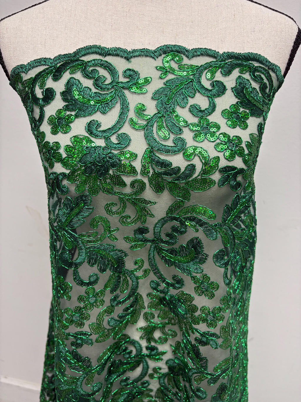 Lace fabric - Hunter Green - 49" Width - Design: 5386 BNG