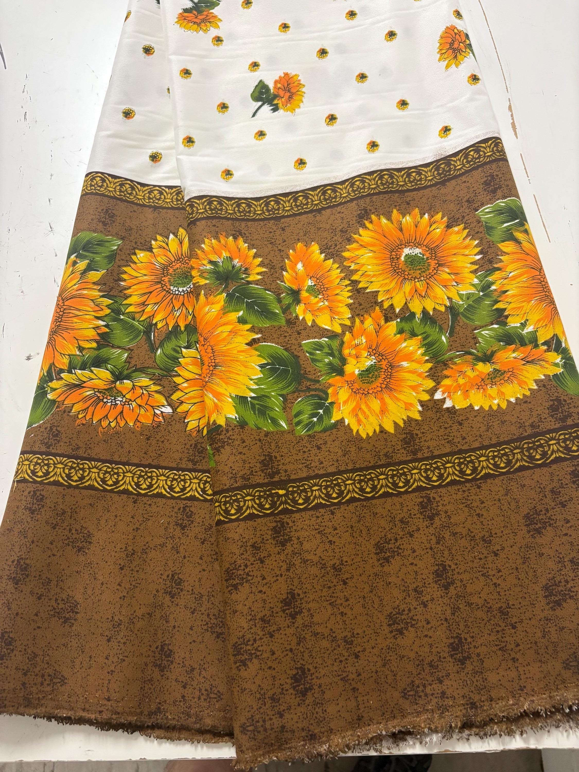 2 yard cut Poly Cotton Fabric - sunflower print - 58" Width