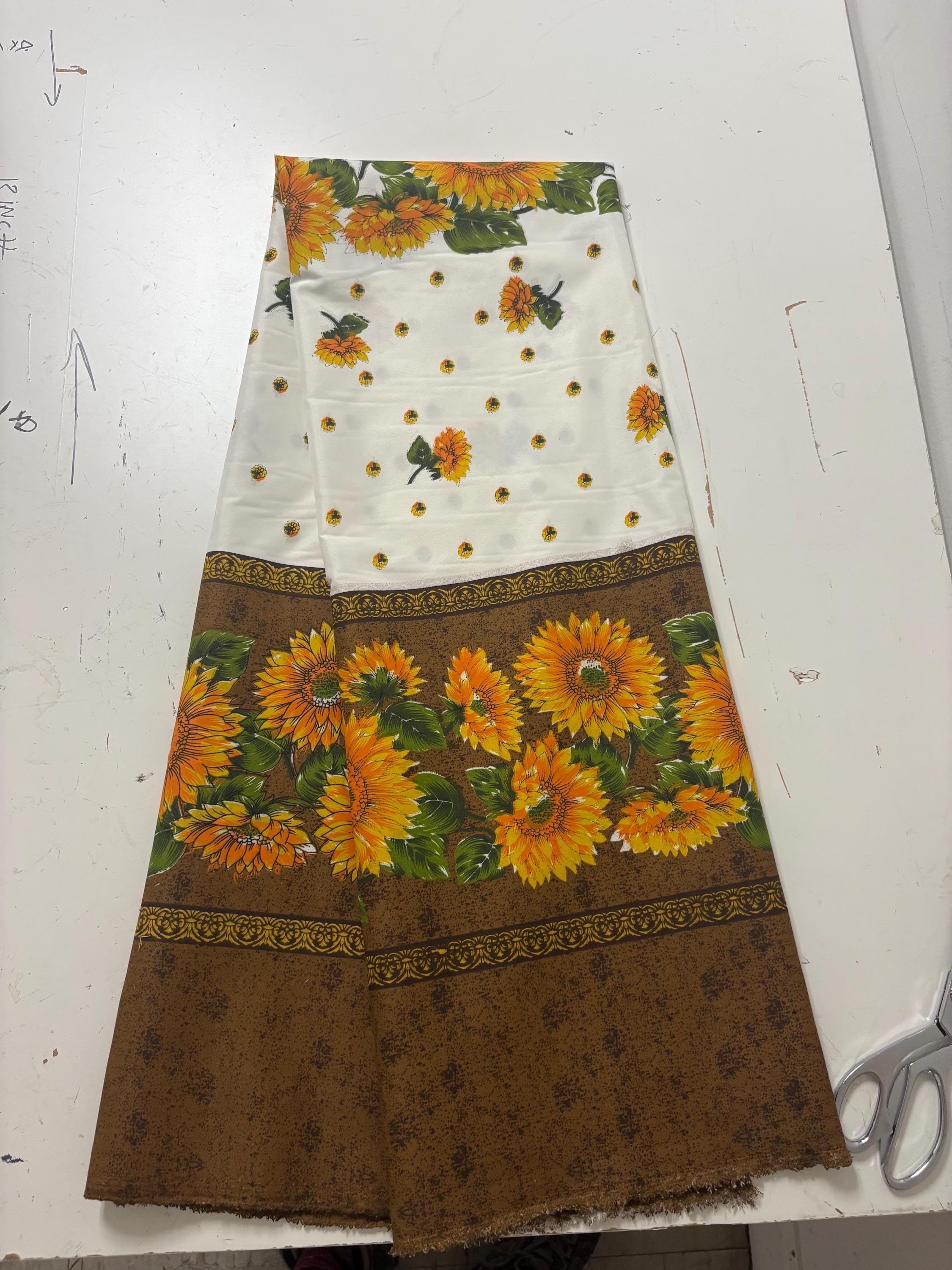 2 yard cut Poly Cotton Fabric - sunflower print - 58" Width