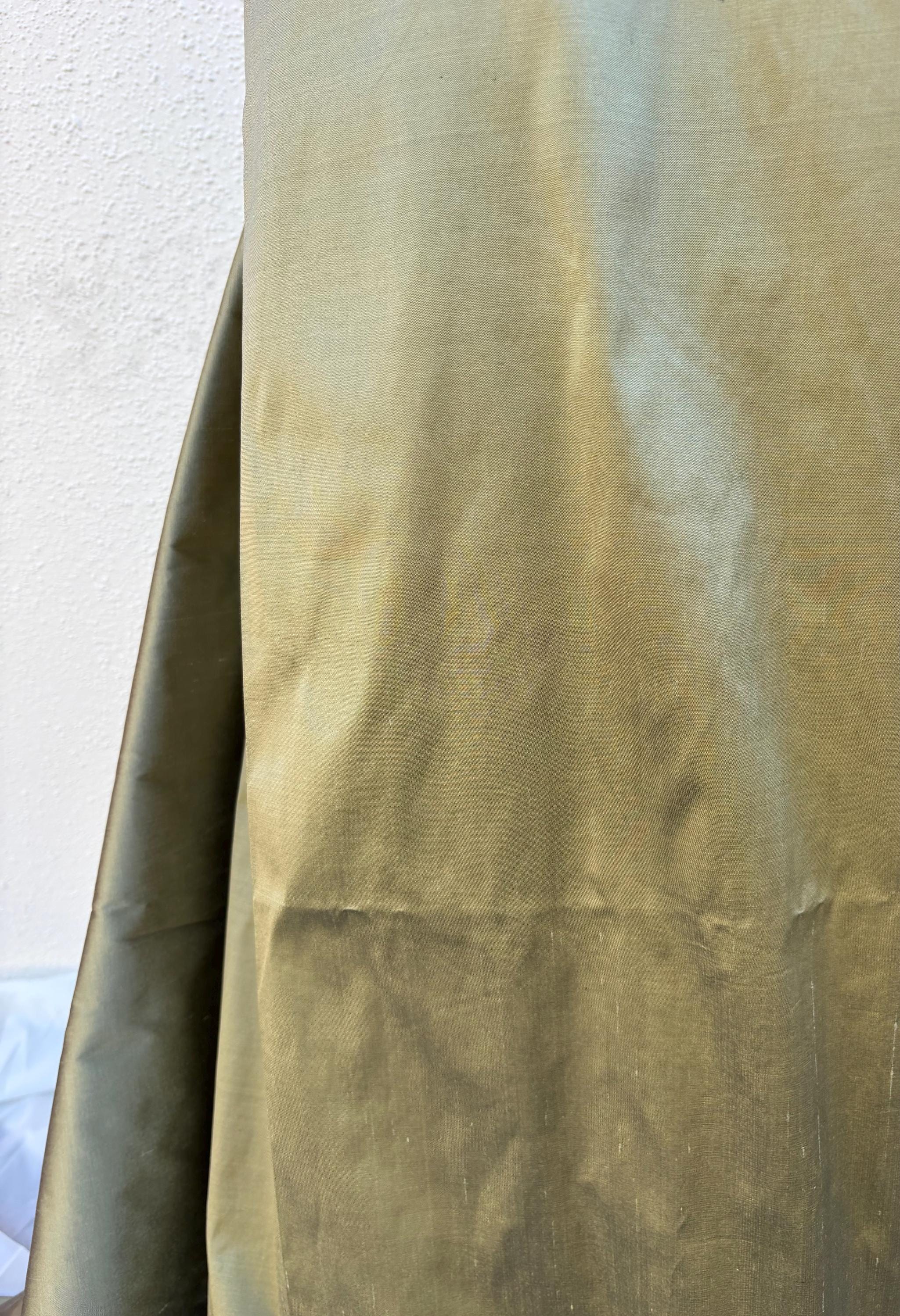 100% silk Dupioni taffeta fabric - Olive - 54" width - Ref 2241