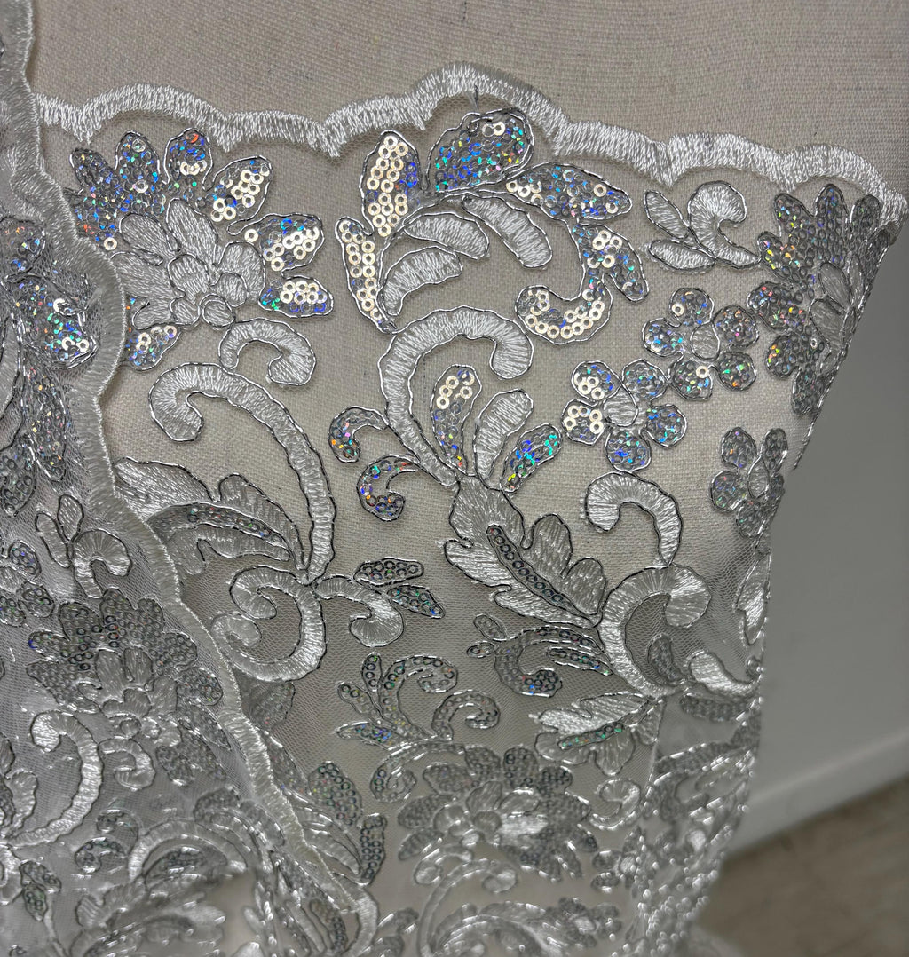 Lace fabric - White - 49" Width - Design: 5386 BNG