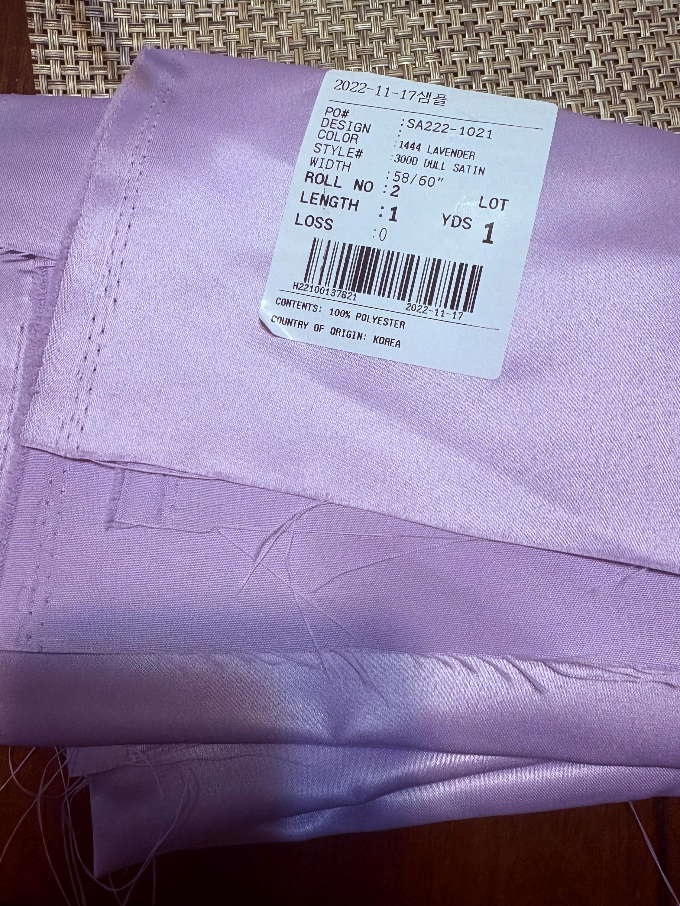 Dull Satin Fabric - Lavender - 58" Width