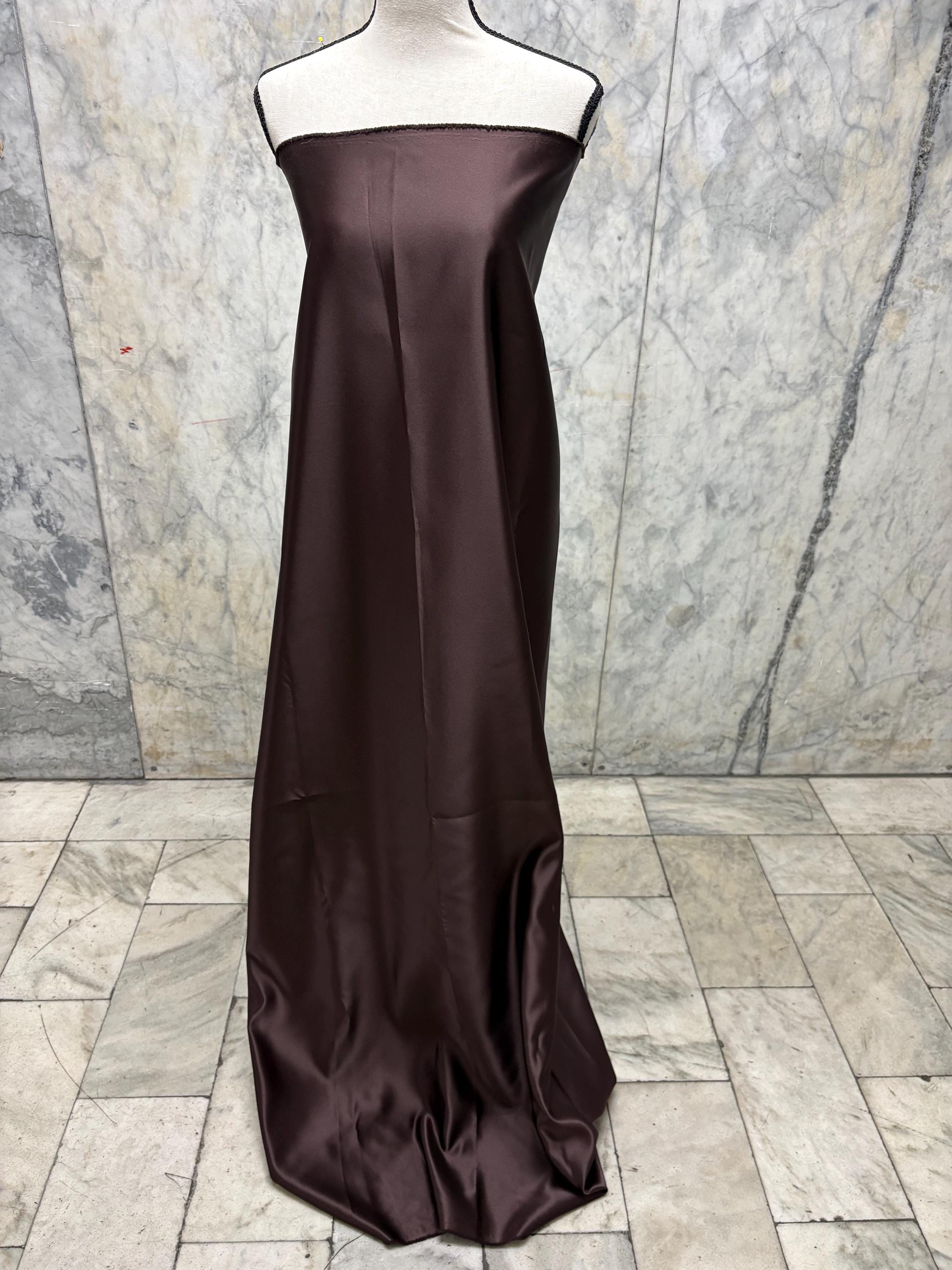 Dull Bridal satin fabric - Brown - 58" Width
