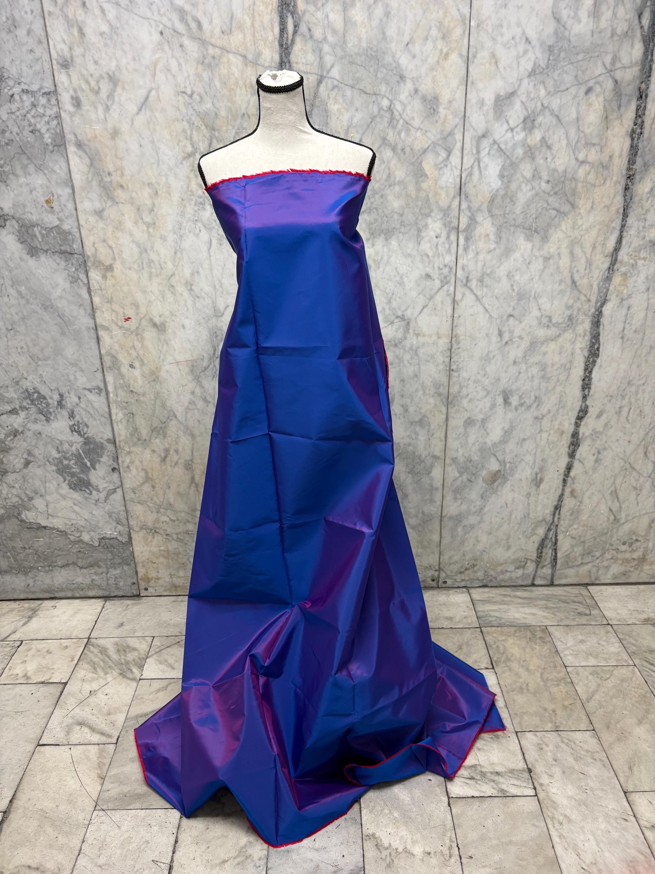 Two tone Taffeta fabric - Royal/Red - 59" Width