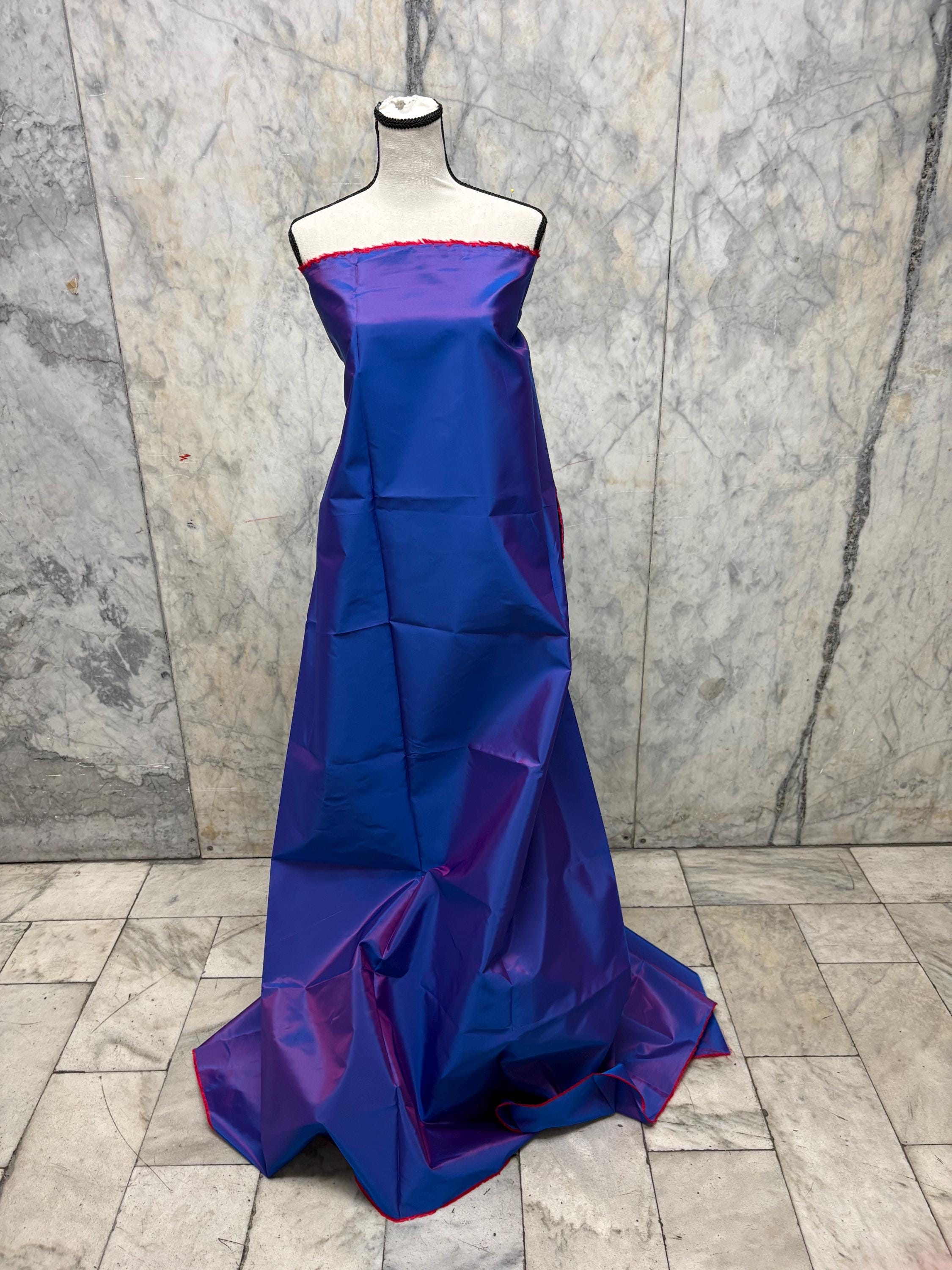 Two tone Taffeta fabric - Royal/Red - 59" Width