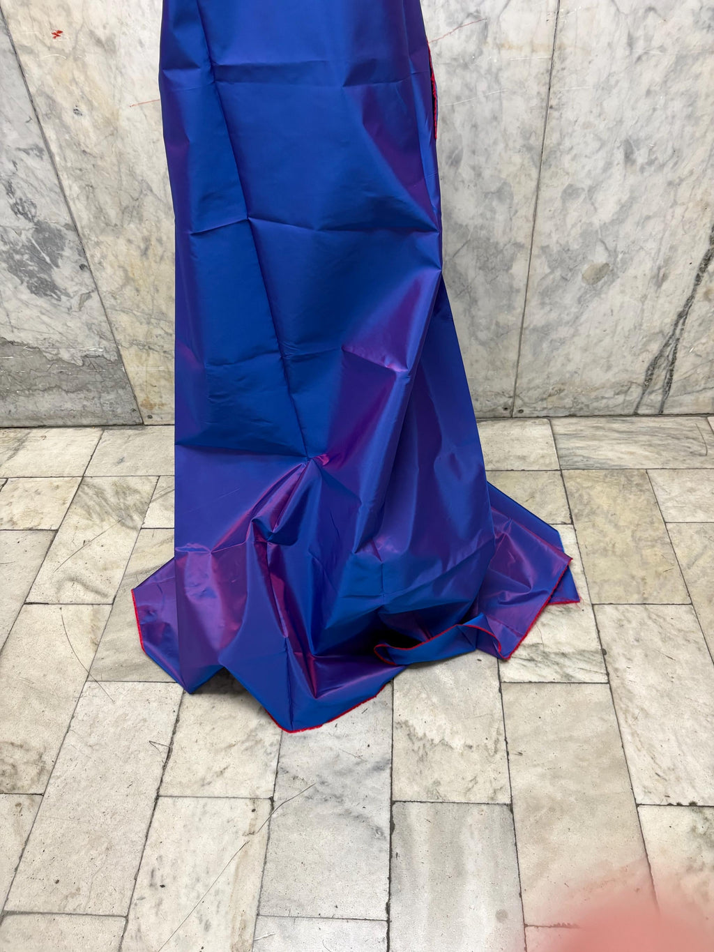 Two tone Taffeta fabric - Royal/Red - 59" Width