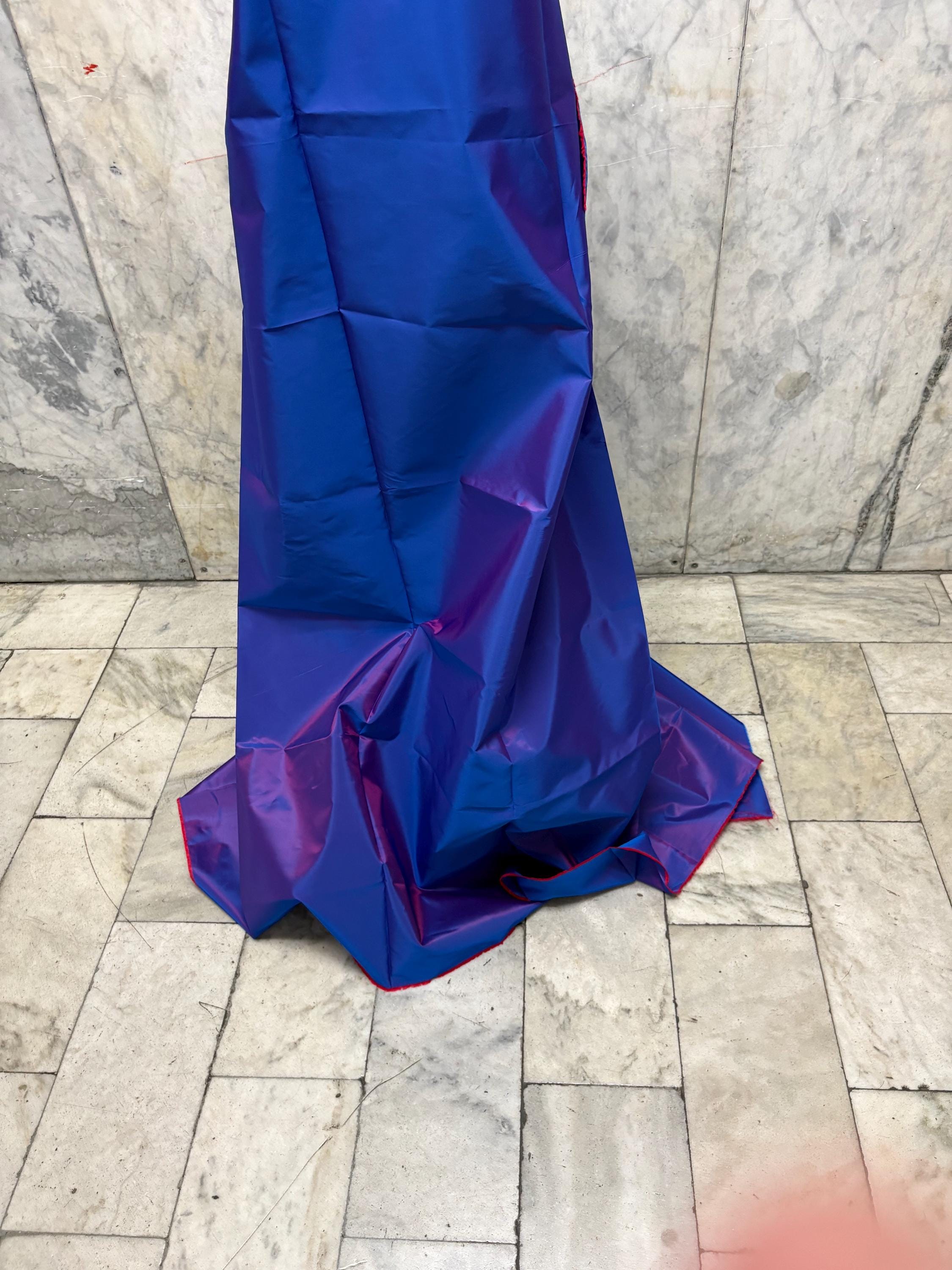 Two tone Taffeta fabric - Royal/Red - 59" Width