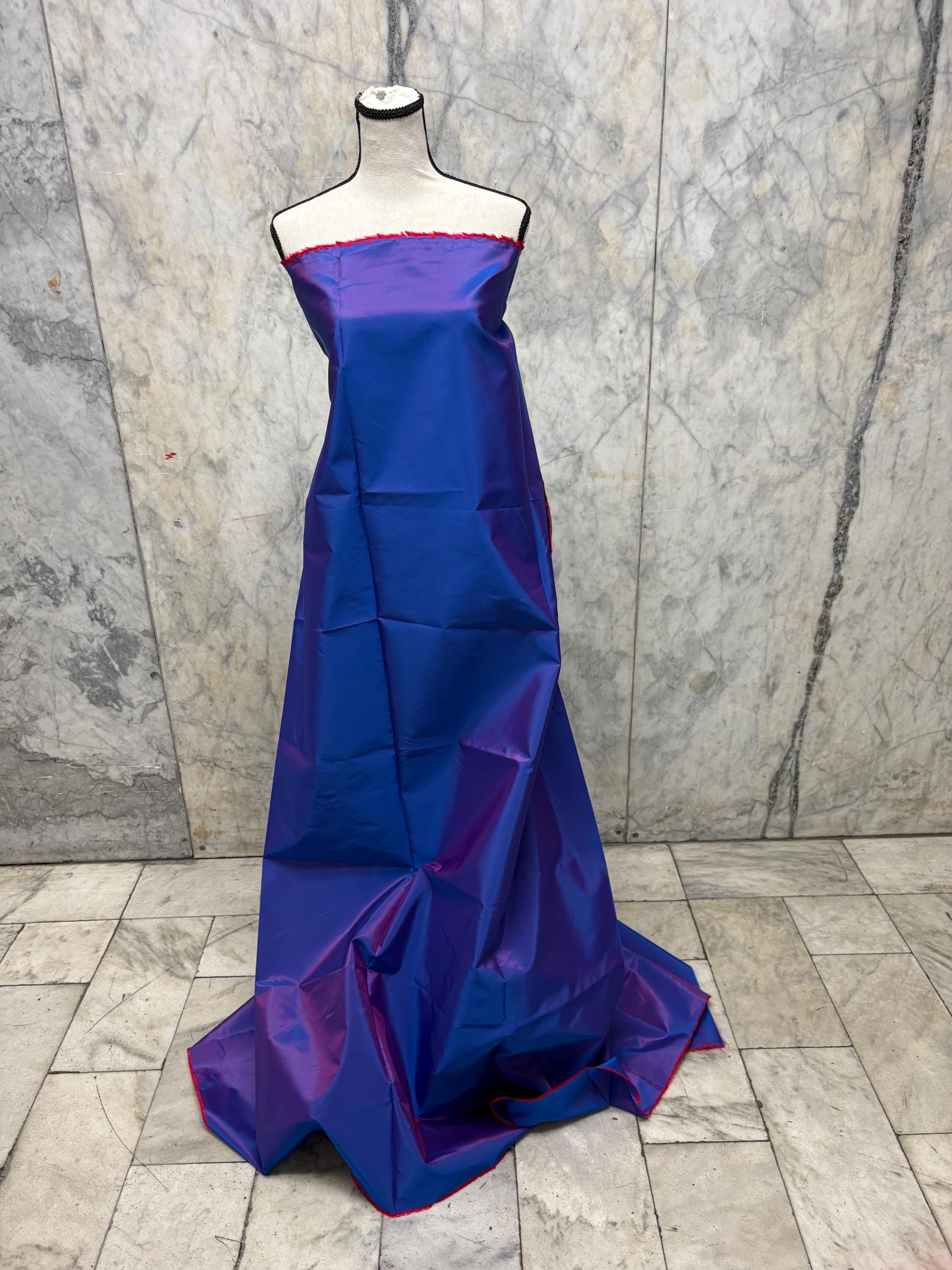 Two tone Taffeta fabric - Royal/Red - 59" Width