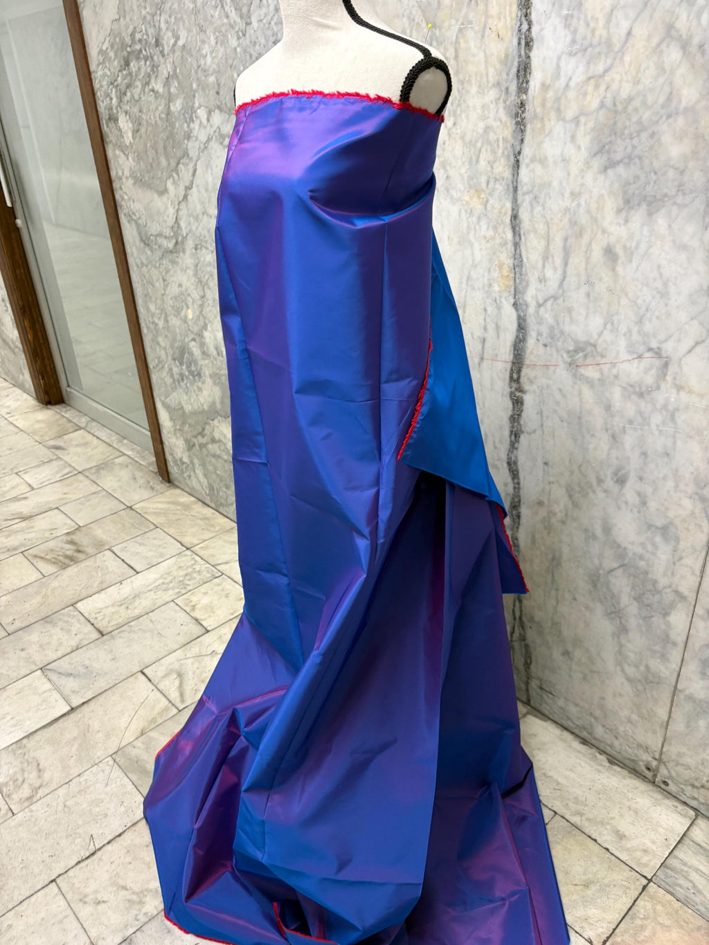Two tone Taffeta fabric - Royal/Red - 59" Width