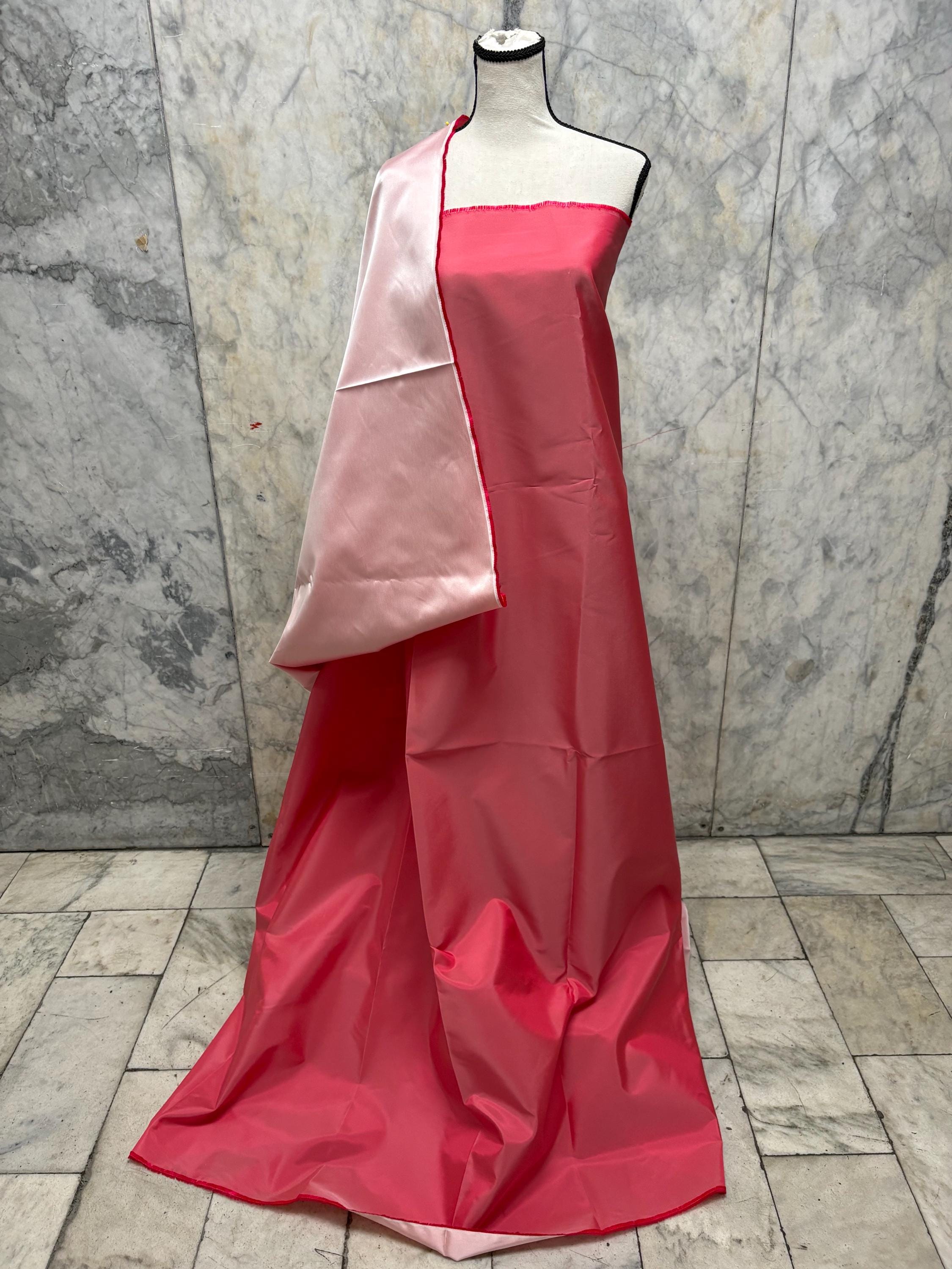 Two tone Taffeta fabric - Melon/Light pink - 59" Width