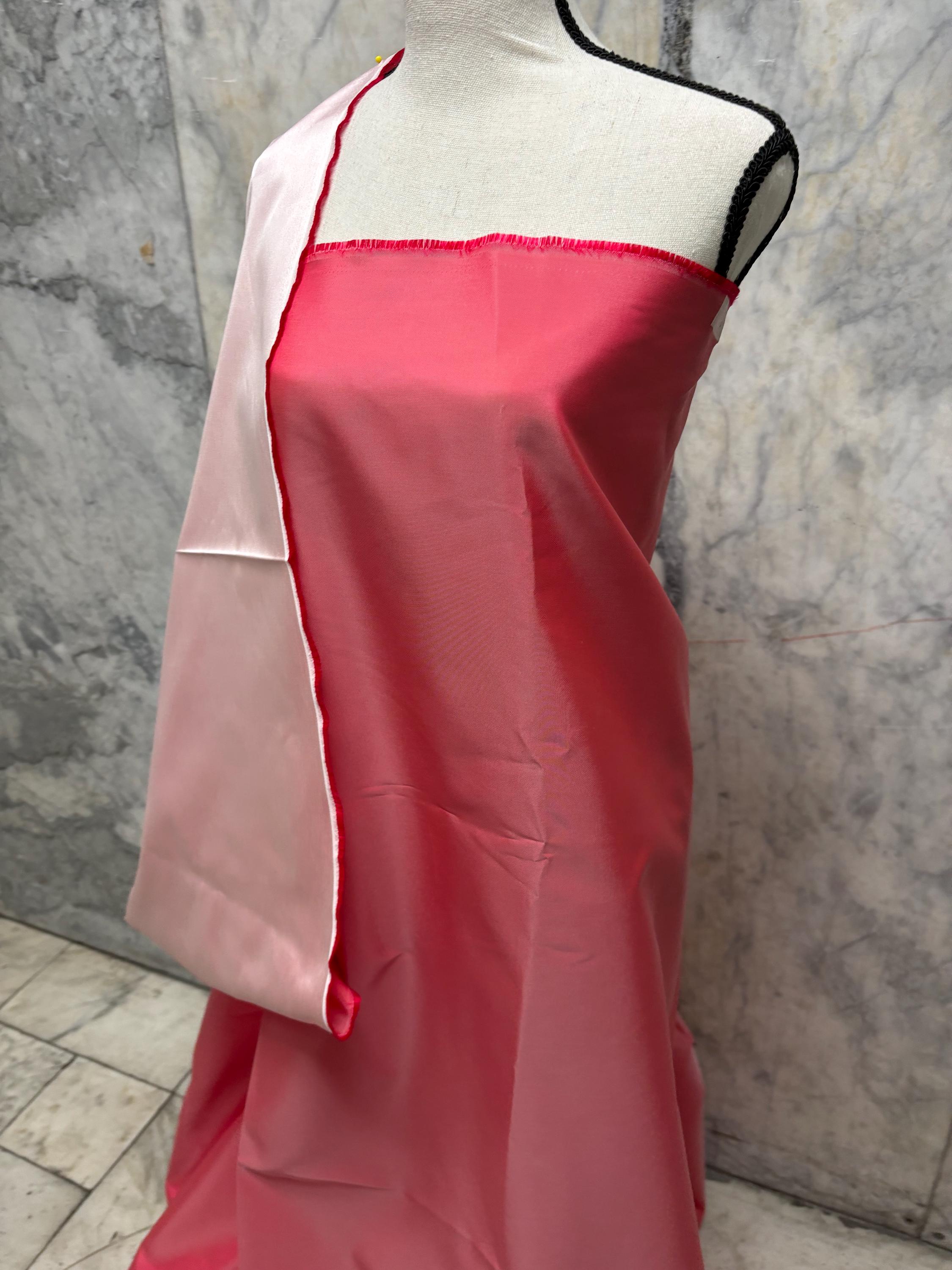 Two tone Taffeta fabric - Melon/Light pink - 59" Width