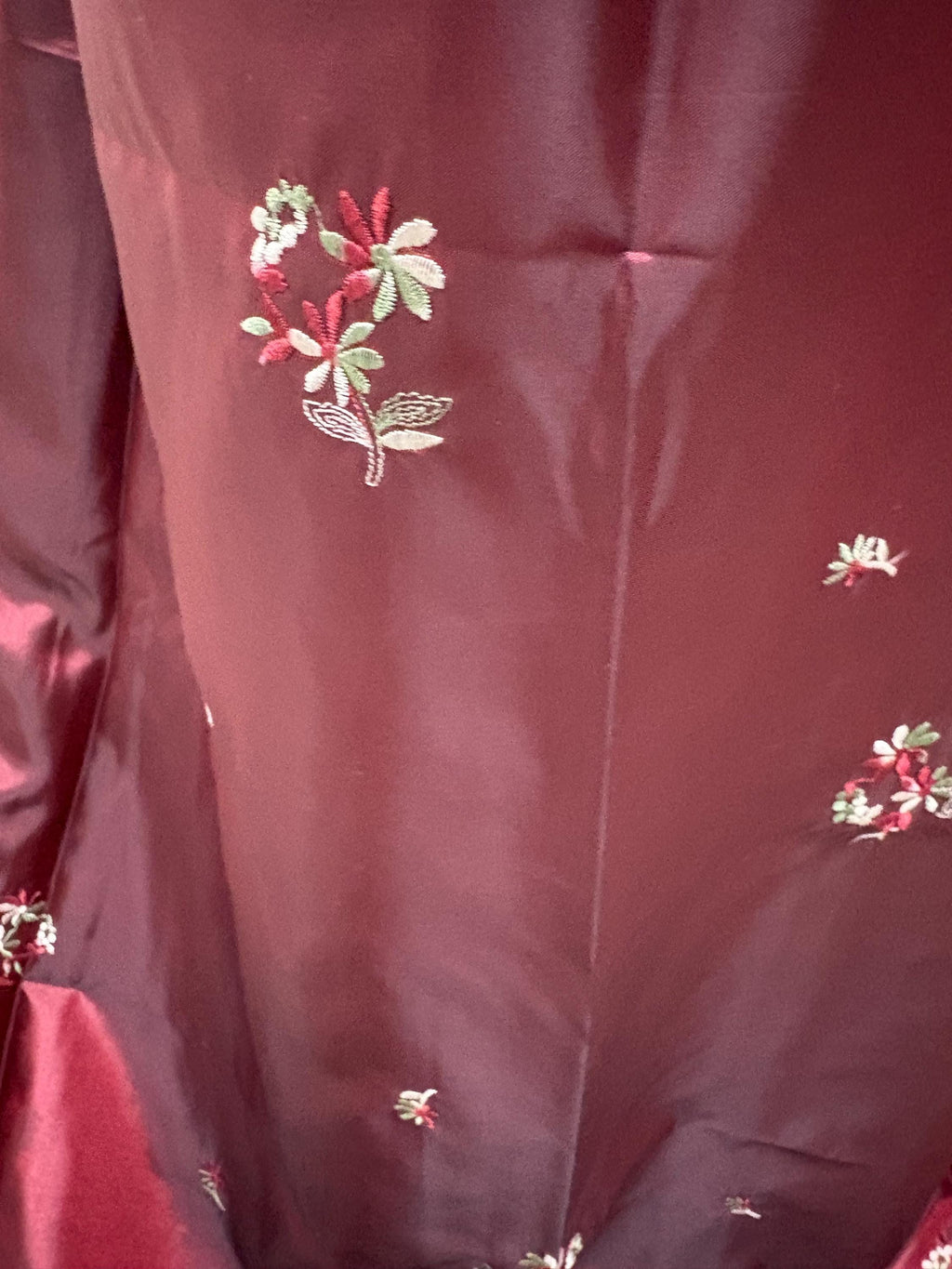 2 Yards cut Taffeta Embroidery fabric - Burgundy - 59" Width