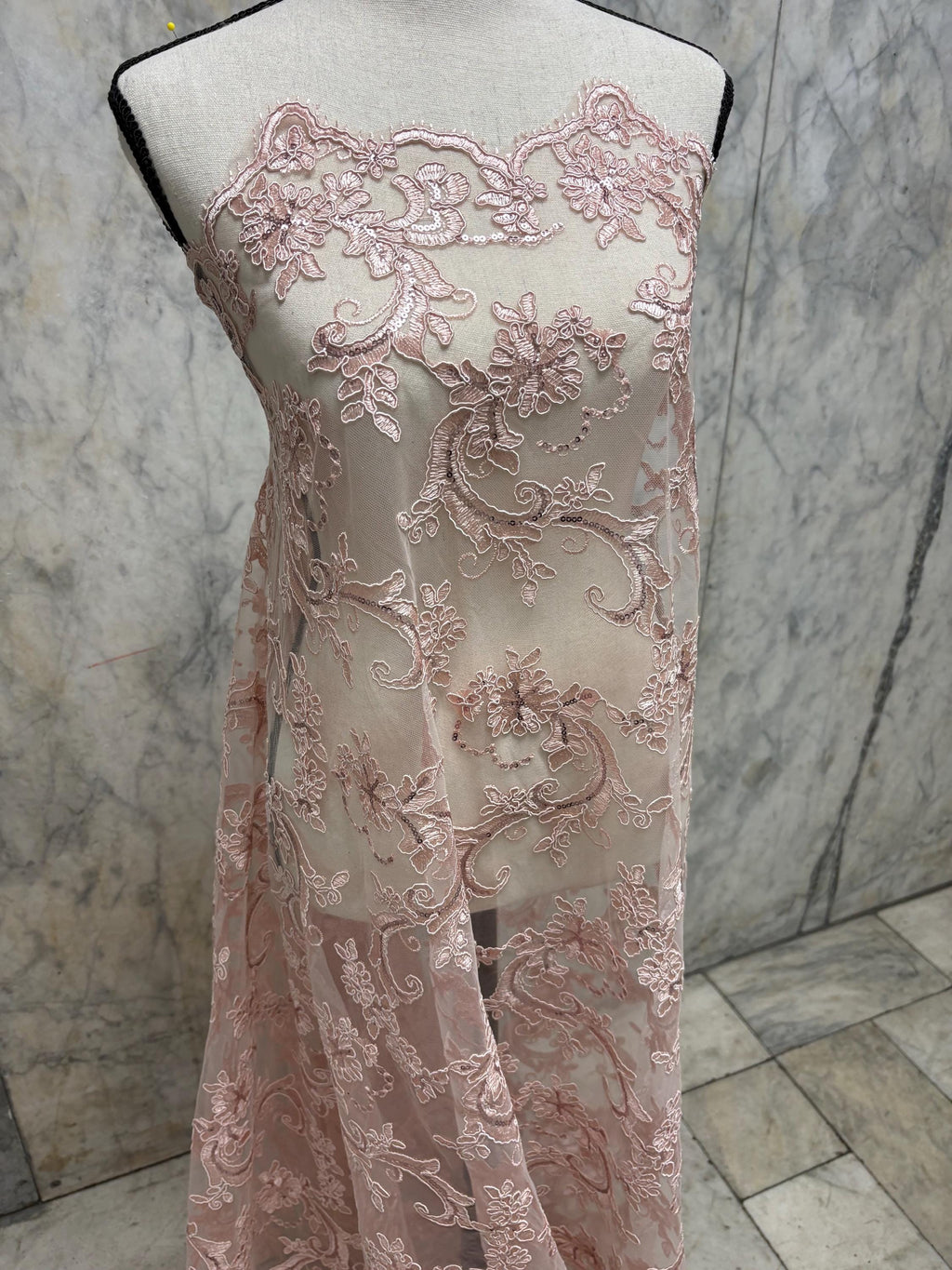 Lace Fabric - Blush - 49" Width - Ref. yx846