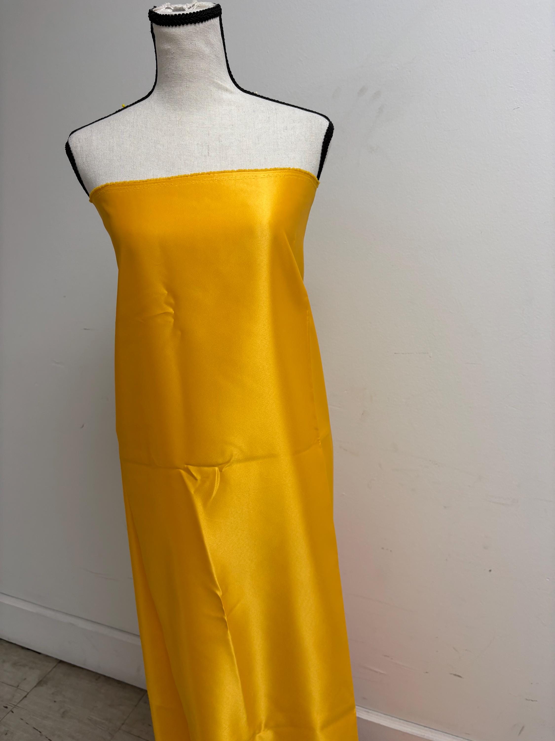 1.5 yards cut Dull Satin Fabric - Canary Yellow - 58" Width - Ref.Nas