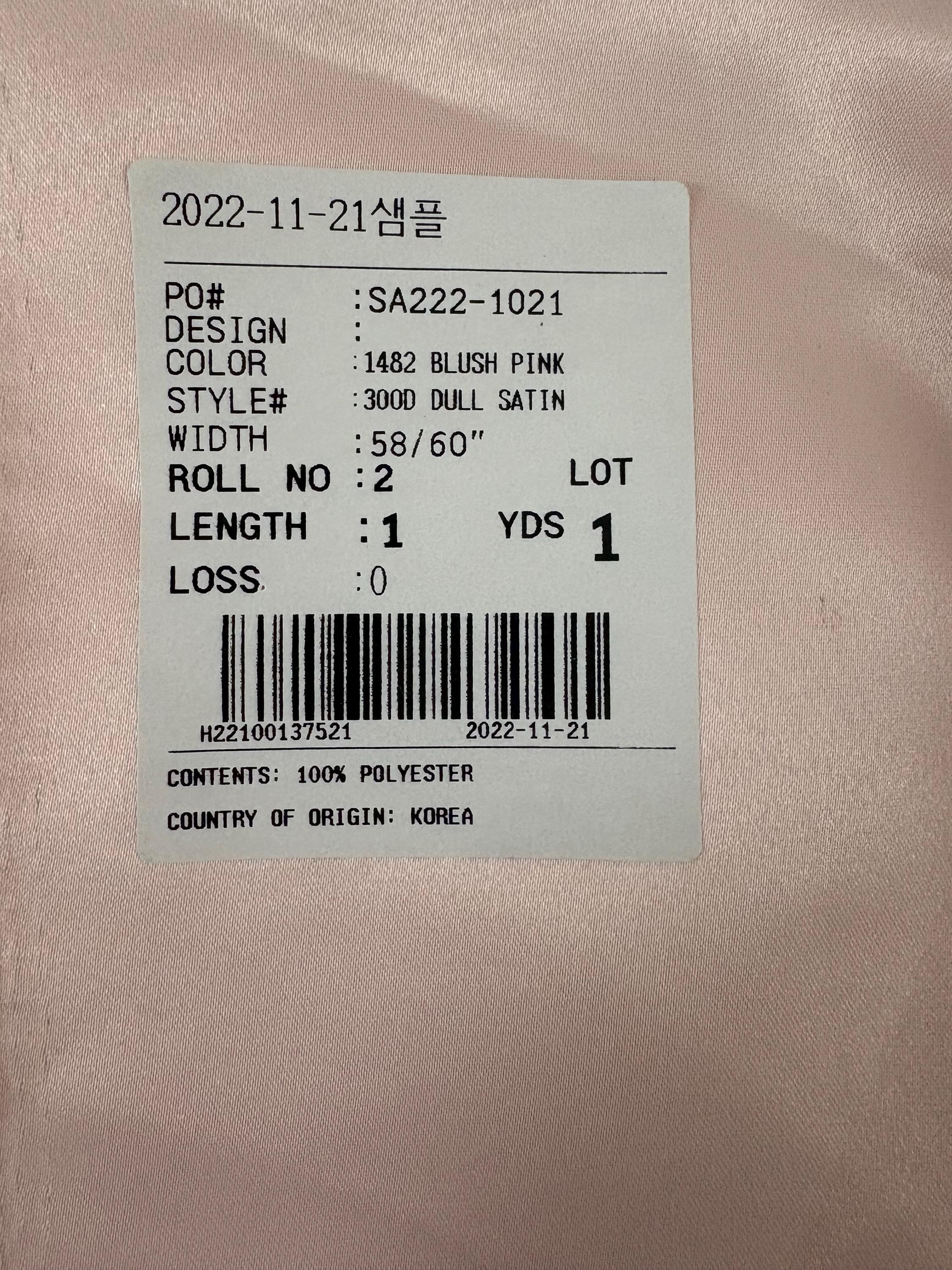 Bridal Dull Bridal Satin - Blush Pink - 58" Width - Ref. Nas 1482