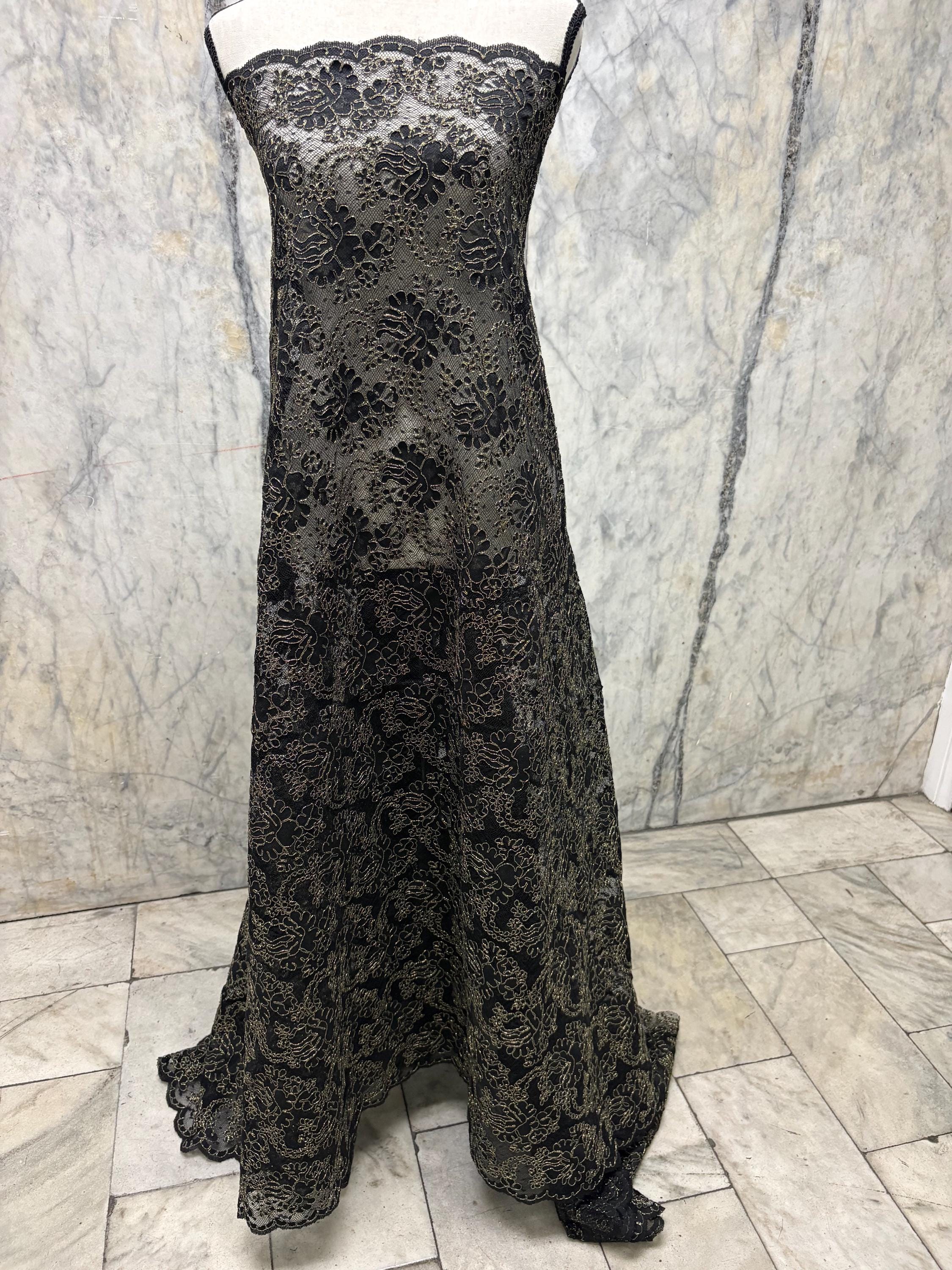Lace Fancy Corded - Black gold - 49" Width - ref. Nas