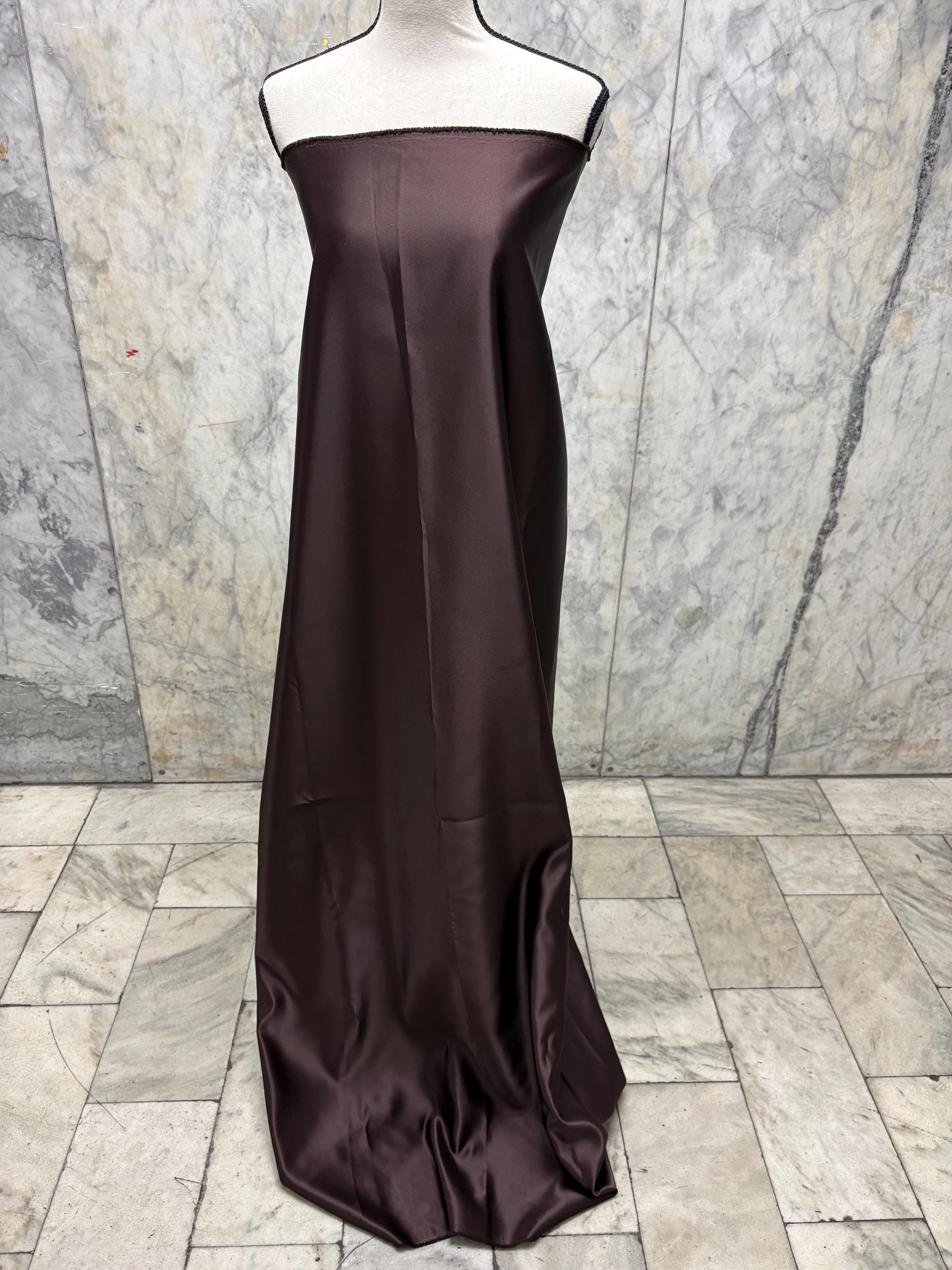 Dull Bridal satin fabric - Brown - 58" Width