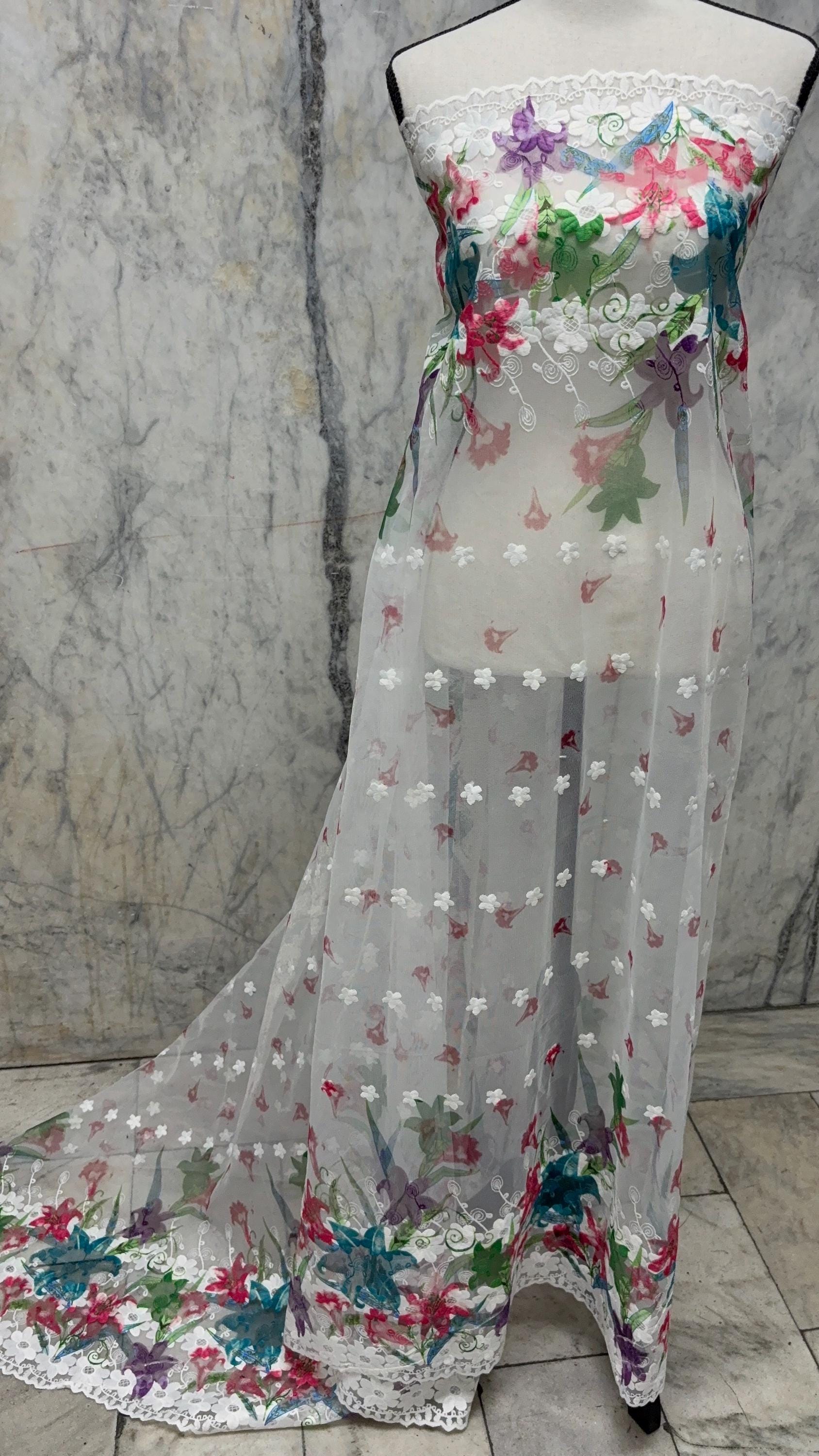 Lace fabric - Floral Muti color - 49" Width - Ref. TW