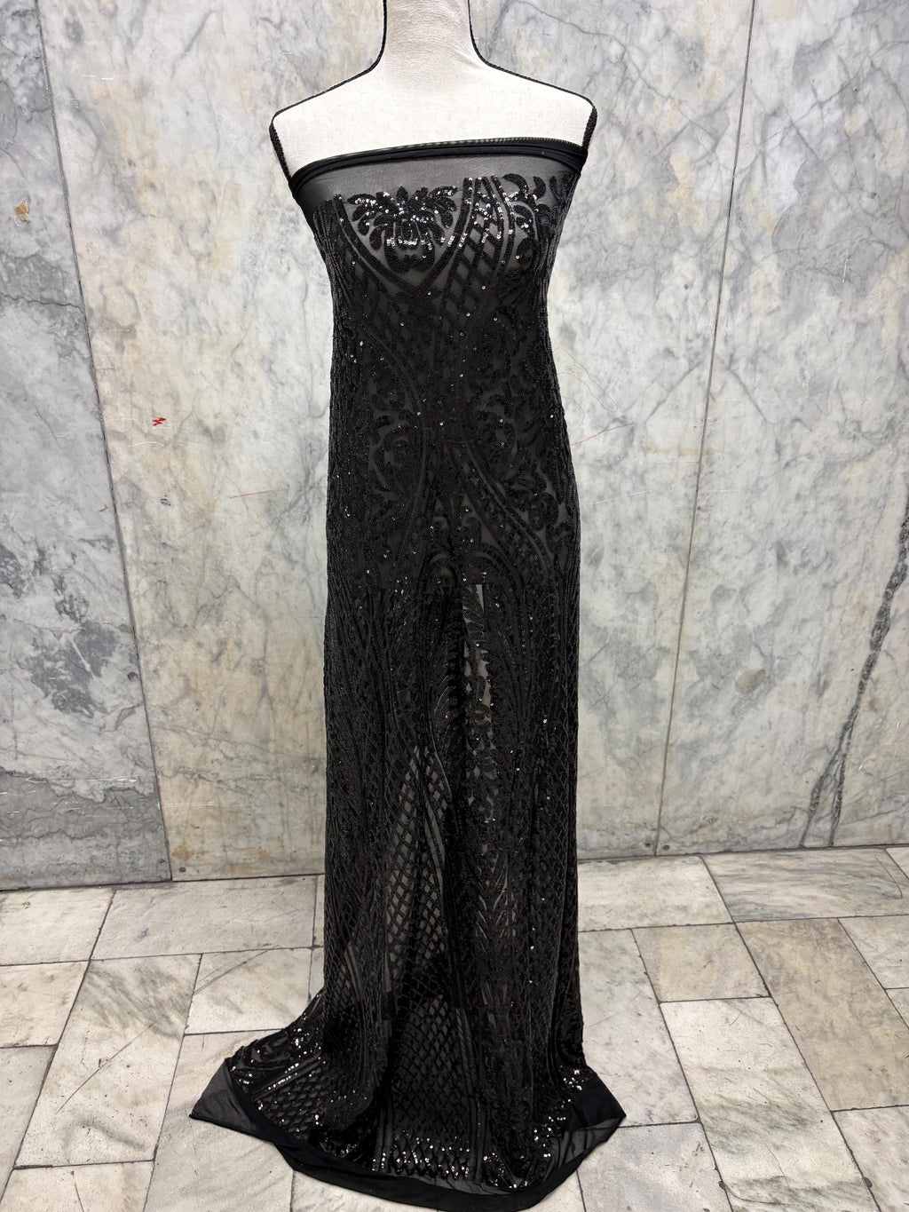 Black All over Sequins fabric - Black - 55" width