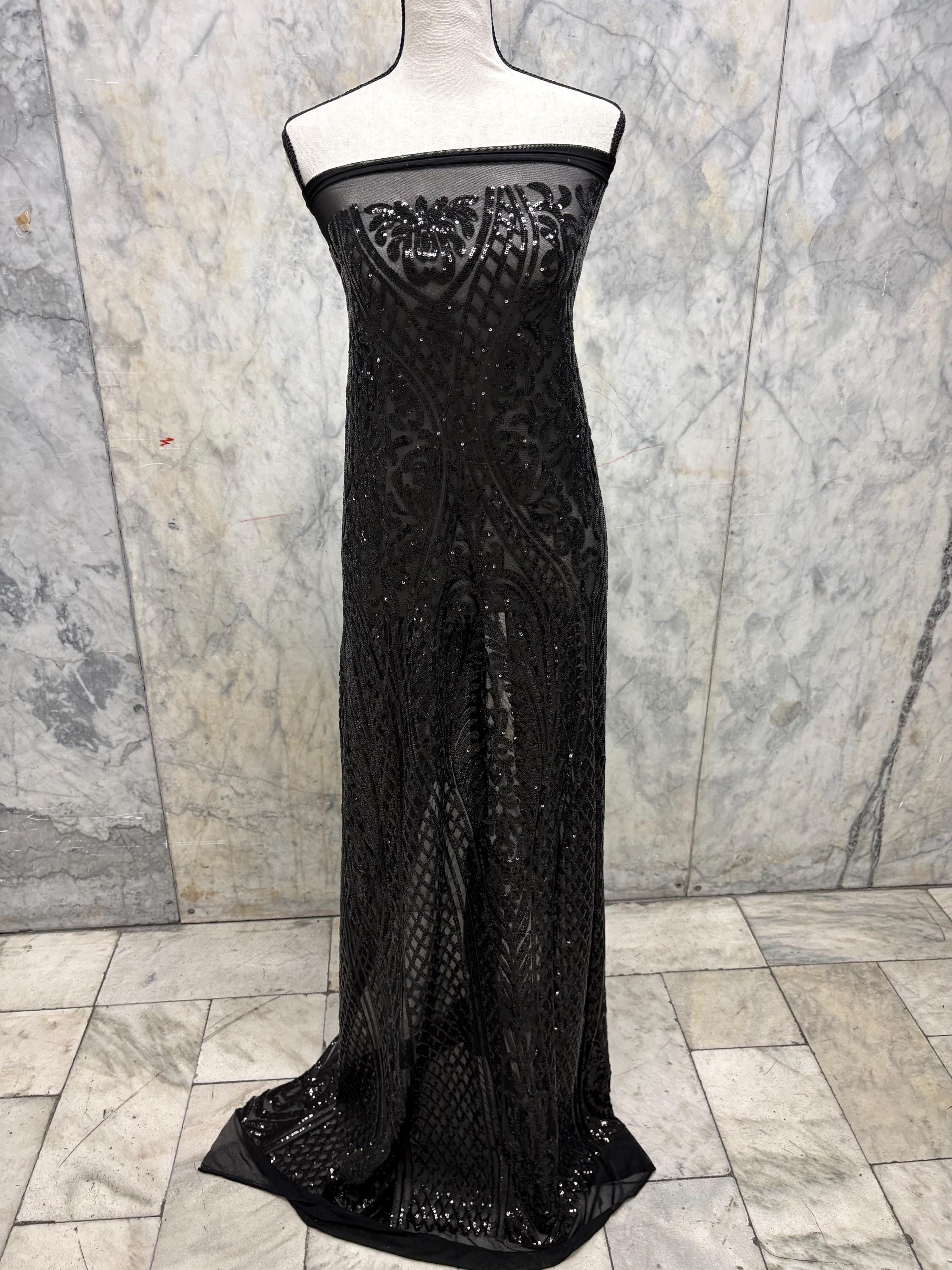 Black All over Sequins fabric - Black - 55" width