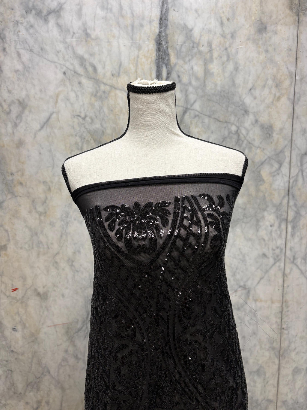 Black All over Sequins fabric - Black - 55" width