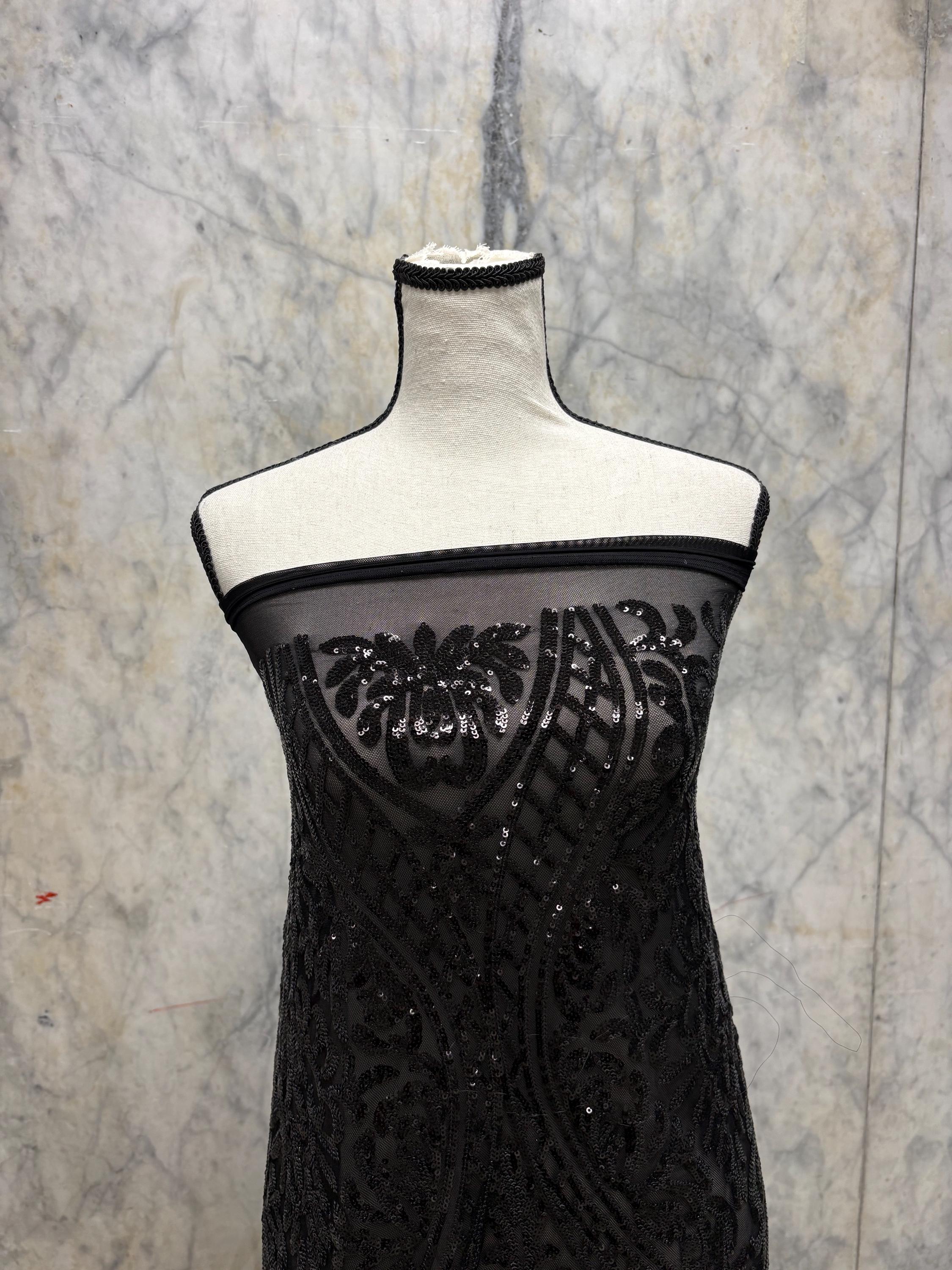 Black All over Sequins fabric - Black - 55" width