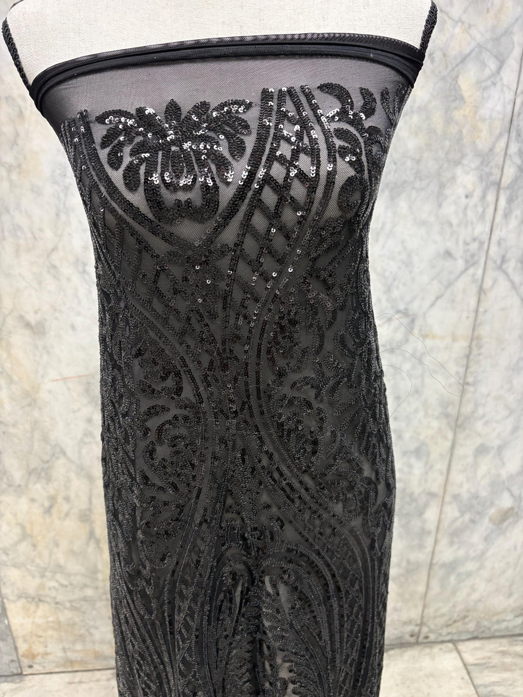 Black All over Sequins fabric - Black - 55" width