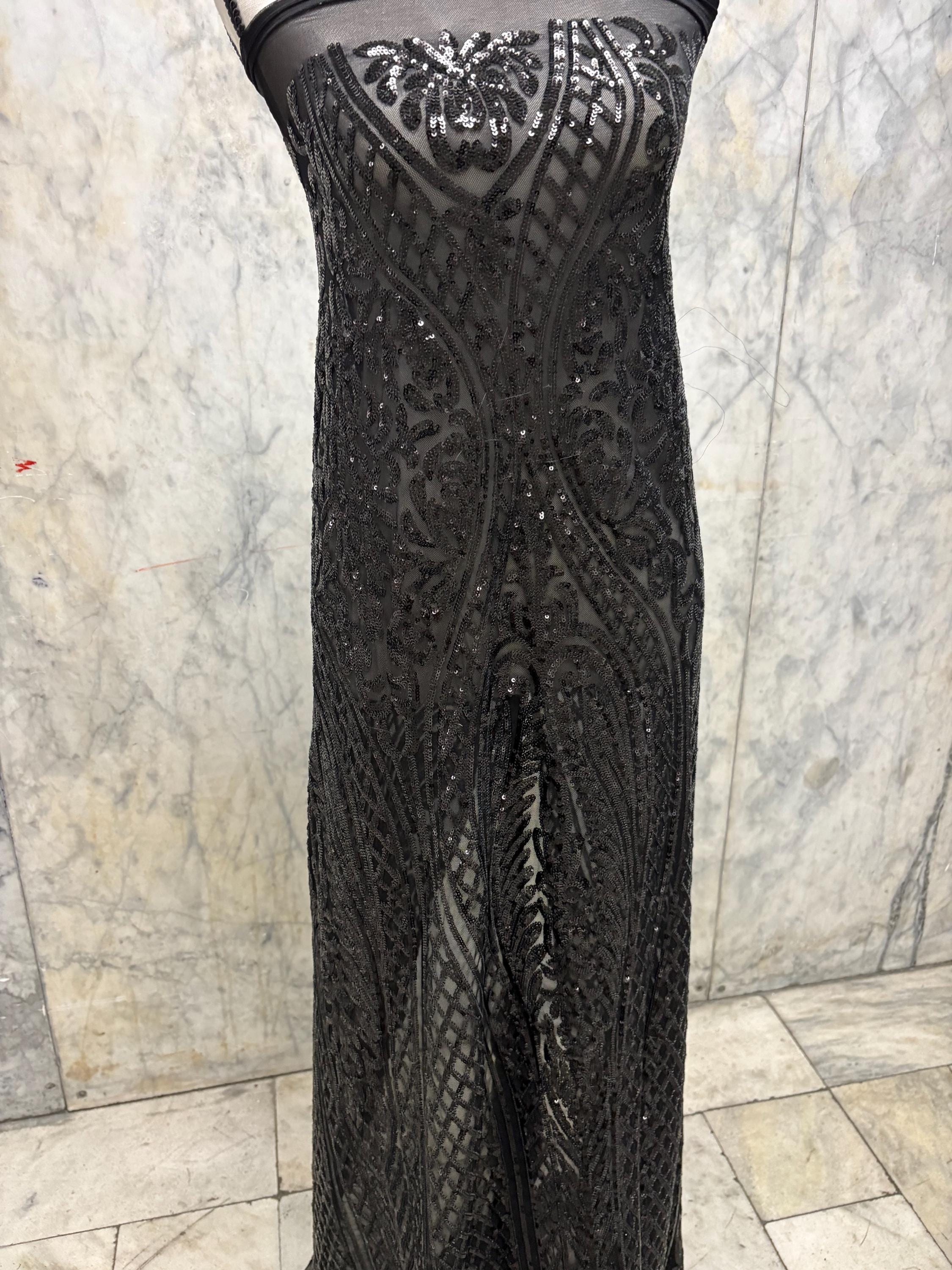 Black All over Sequins fabric - Black - 55" width