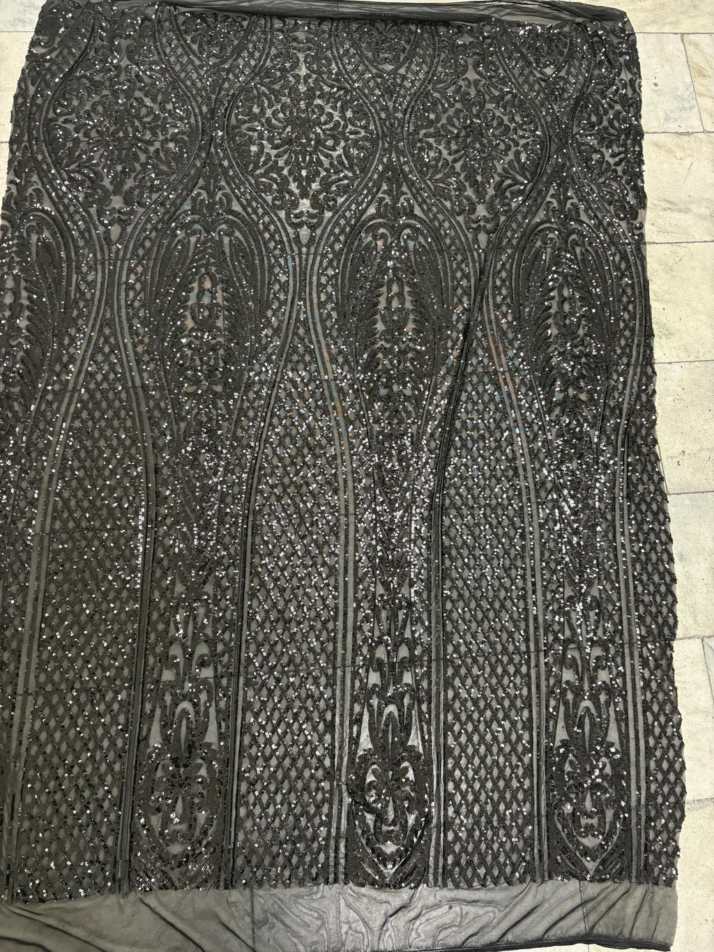 Black All over Sequins fabric - Black - 55" width
