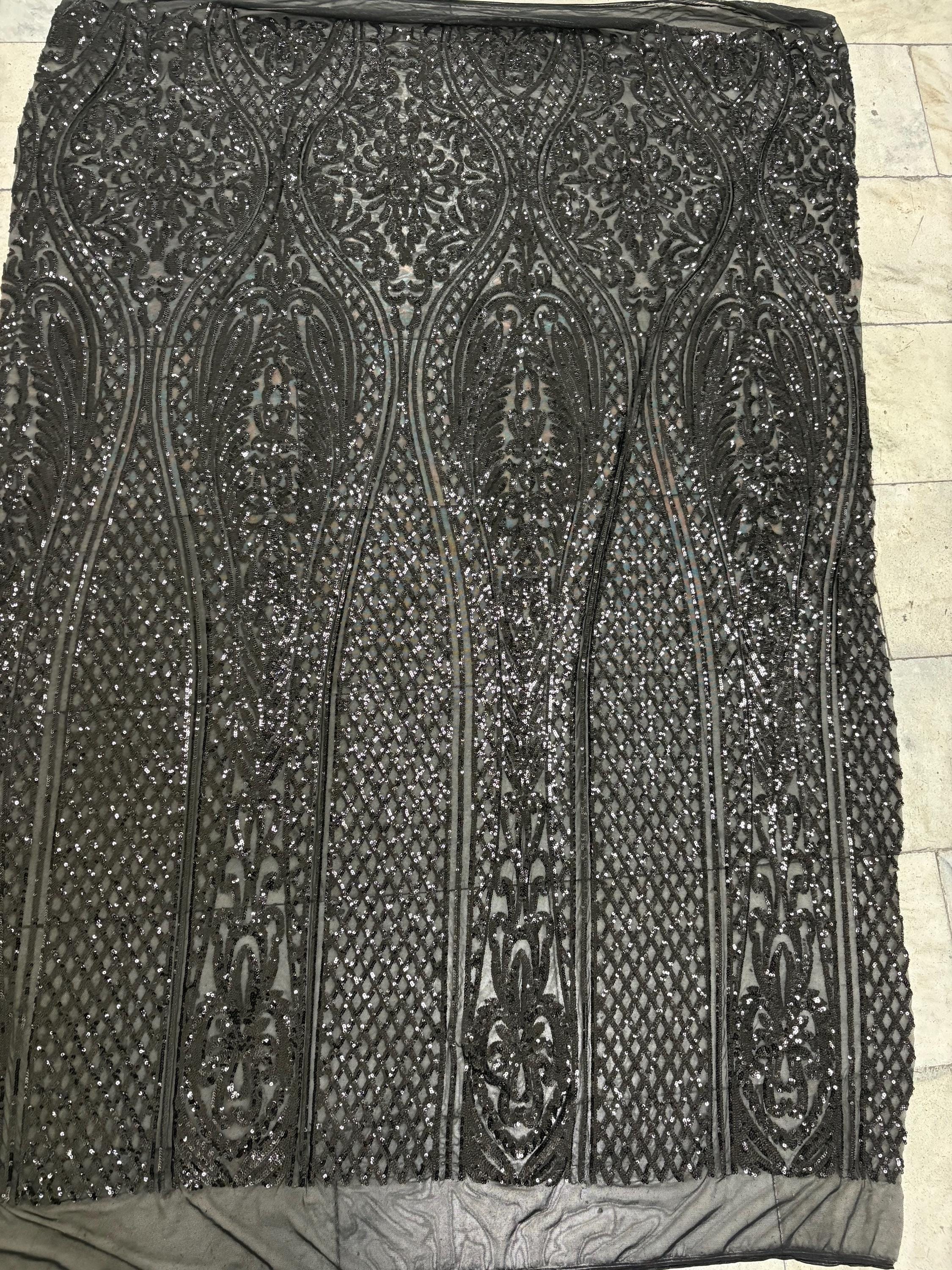 Black All over Sequins fabric - Black - 55" width