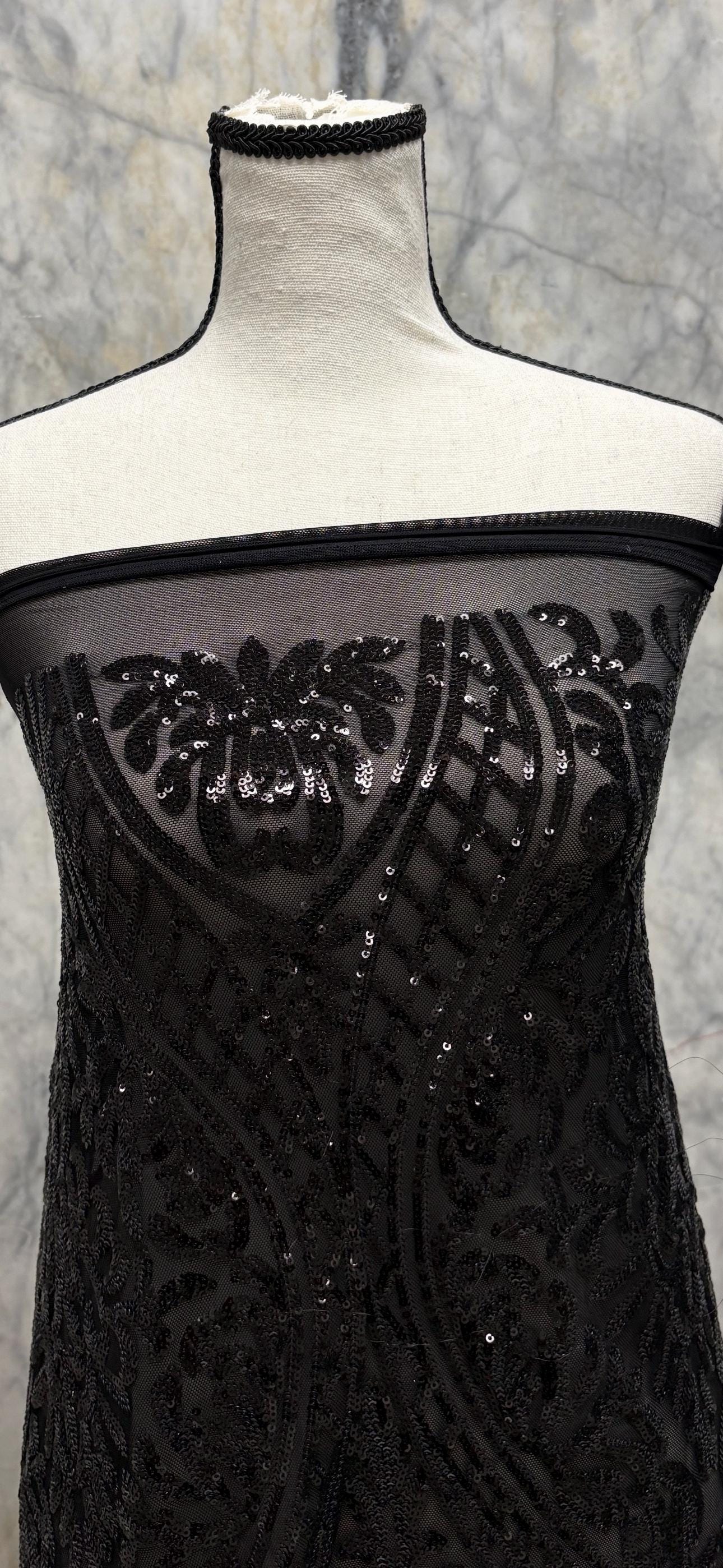 Black All over Sequins fabric - Black - 55" width
