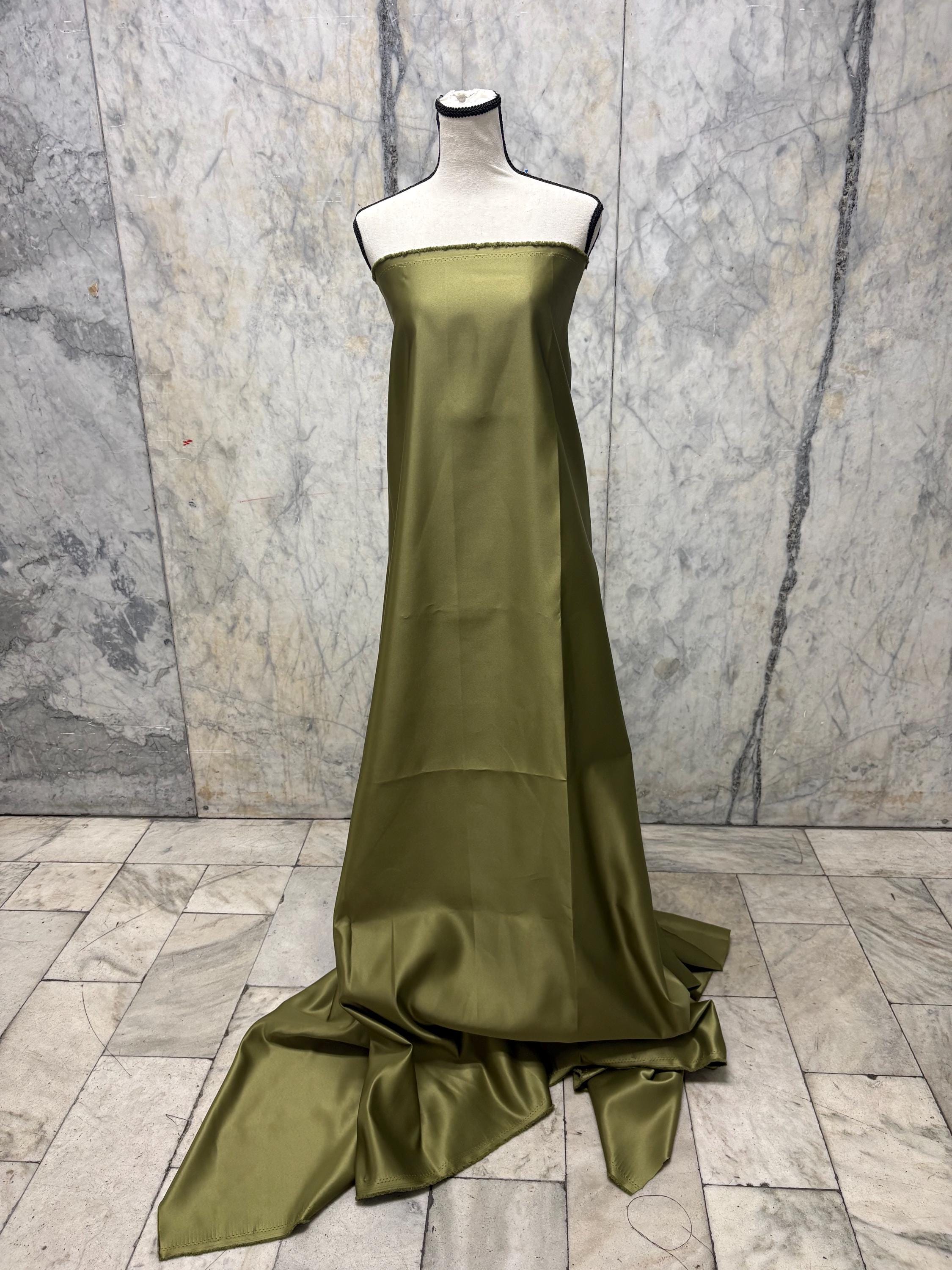 Dull Satin Fabric - Olive - 58" Width - Ref. Bng