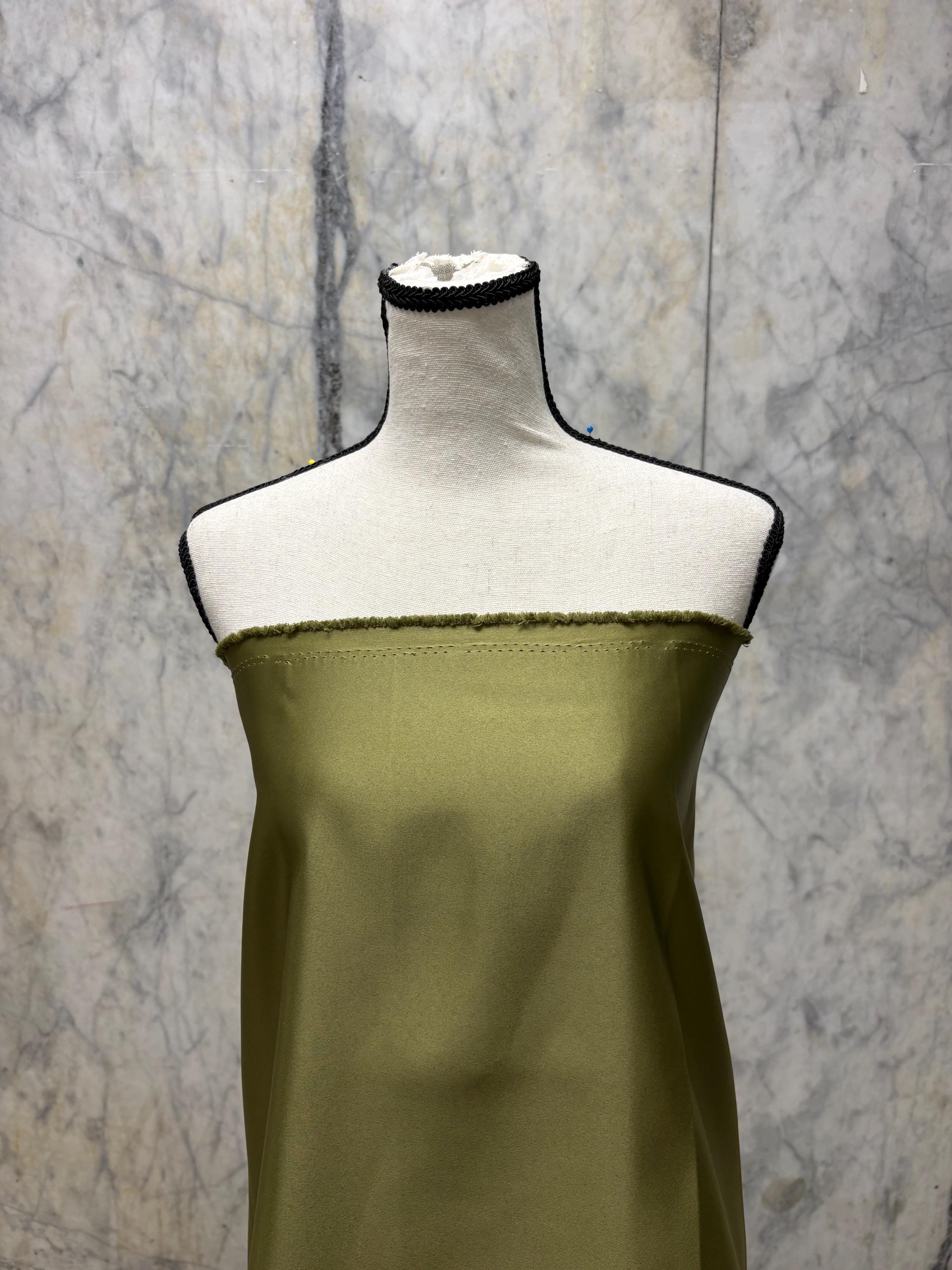 Dull Satin Fabric - Olive - 58" Width - Ref. Bng