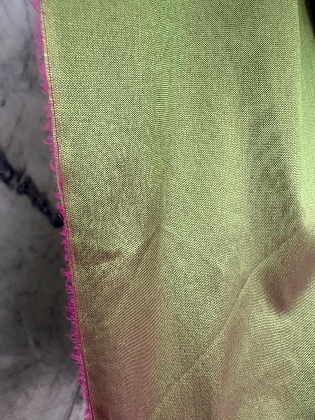 Two Tone Taffeta fabric - Olive/Fuchsia - 58" Width