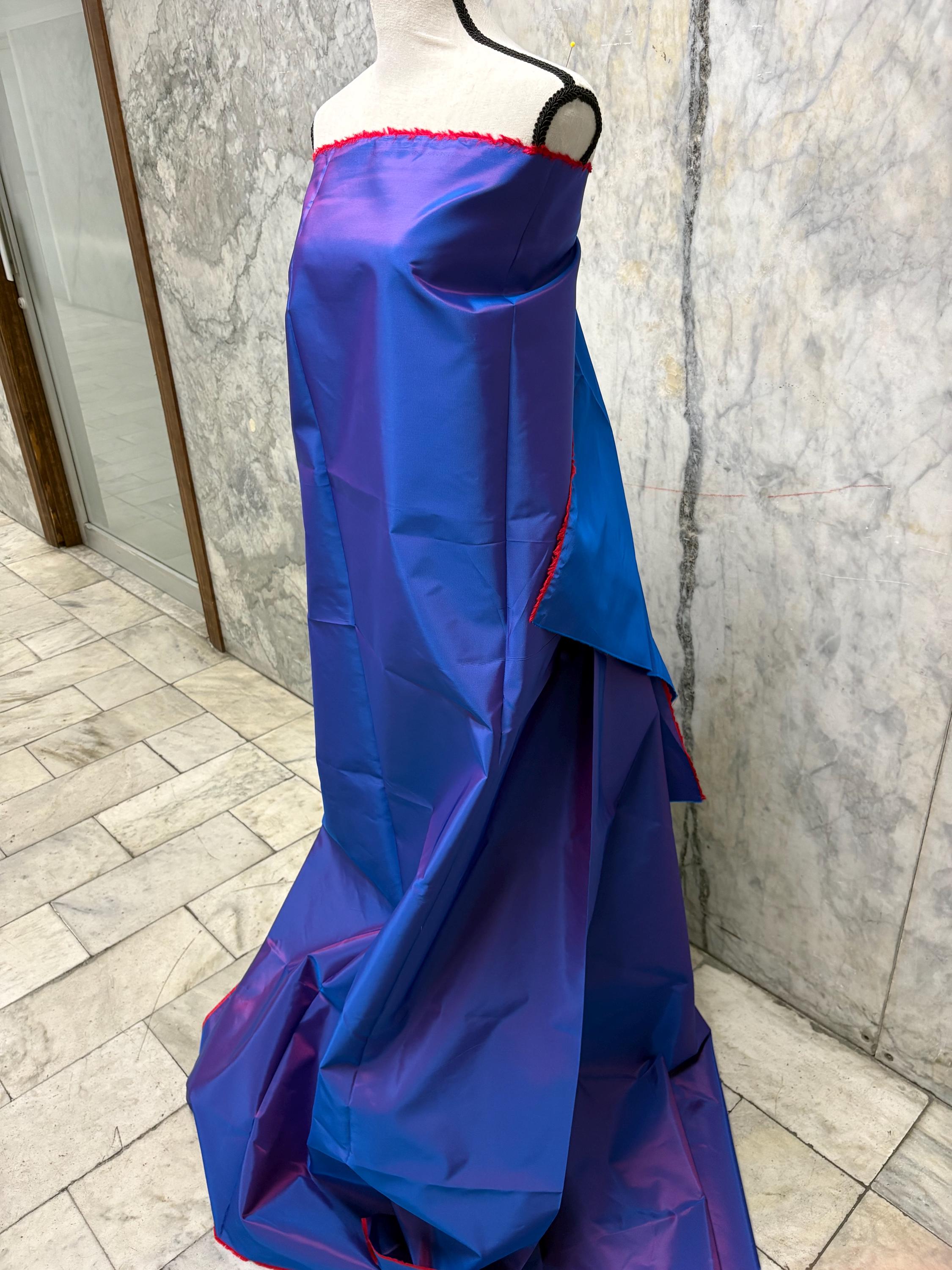 Two tone Taffeta fabric - Royal/Red - 59" Width
