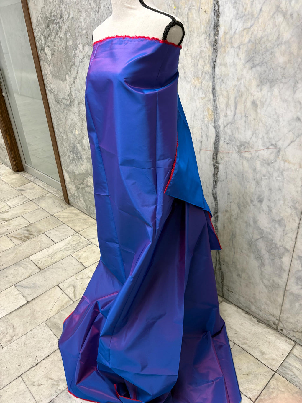 Two tone Taffeta fabric - Royal/Red - 59" Width