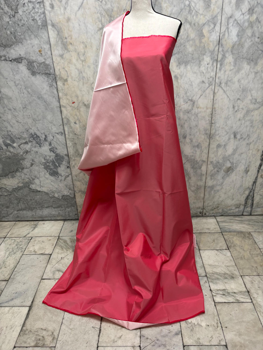Two tone Taffeta fabric - Melon/Light pink - 59" Width