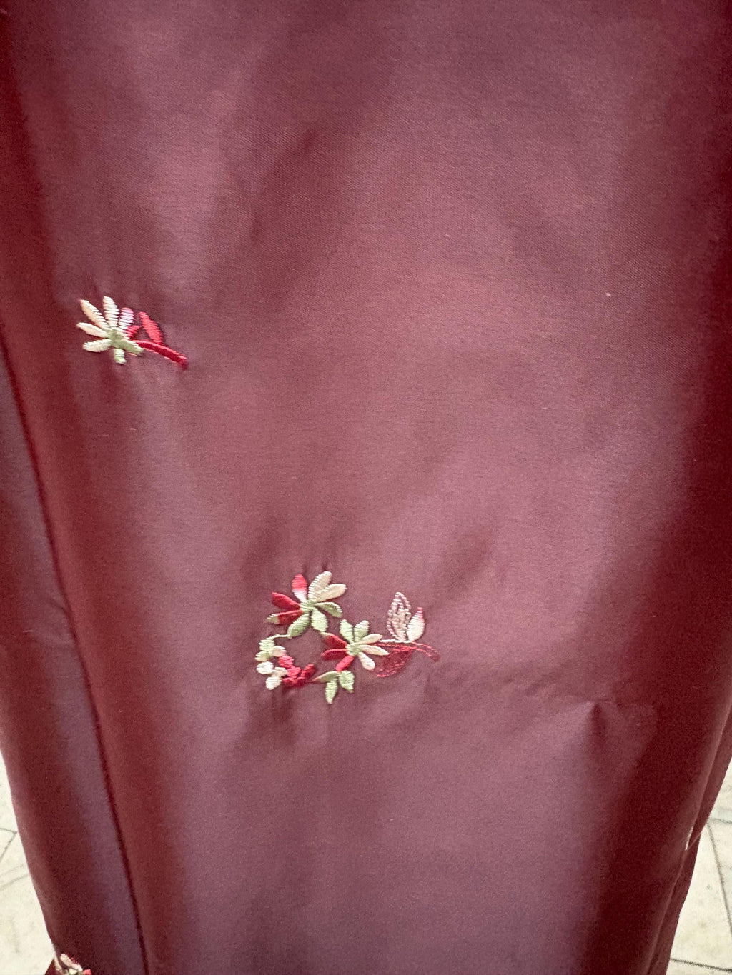 2 Yards cut Taffeta Embroidery fabric - Burgundy - 59" Width