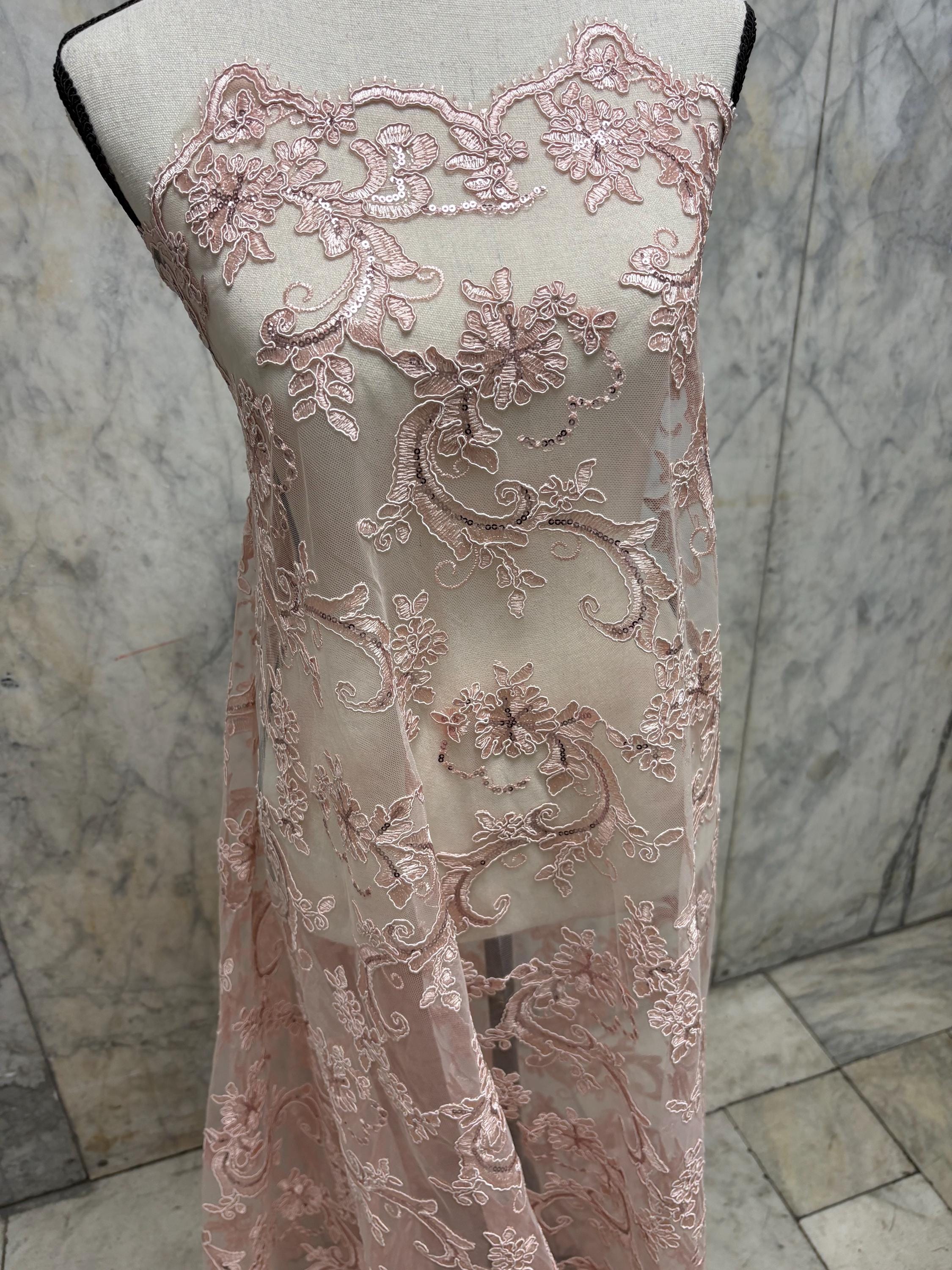 Lace Fabric - Blush - 49" Width - Ref. yx846