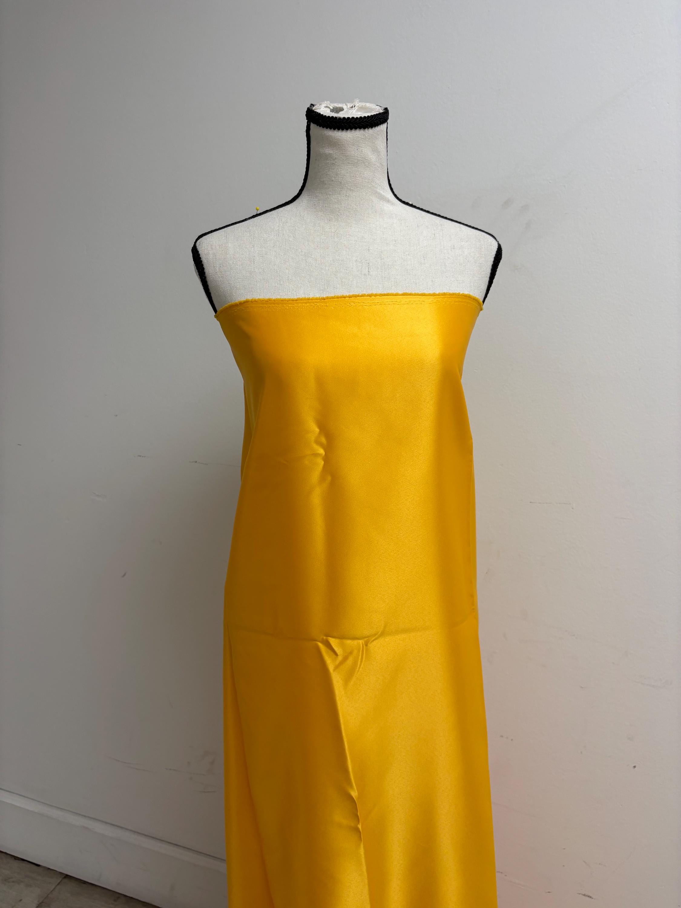 1.5 yards cut Dull Satin Fabric - Canary Yellow - 58" Width - Ref.Nas