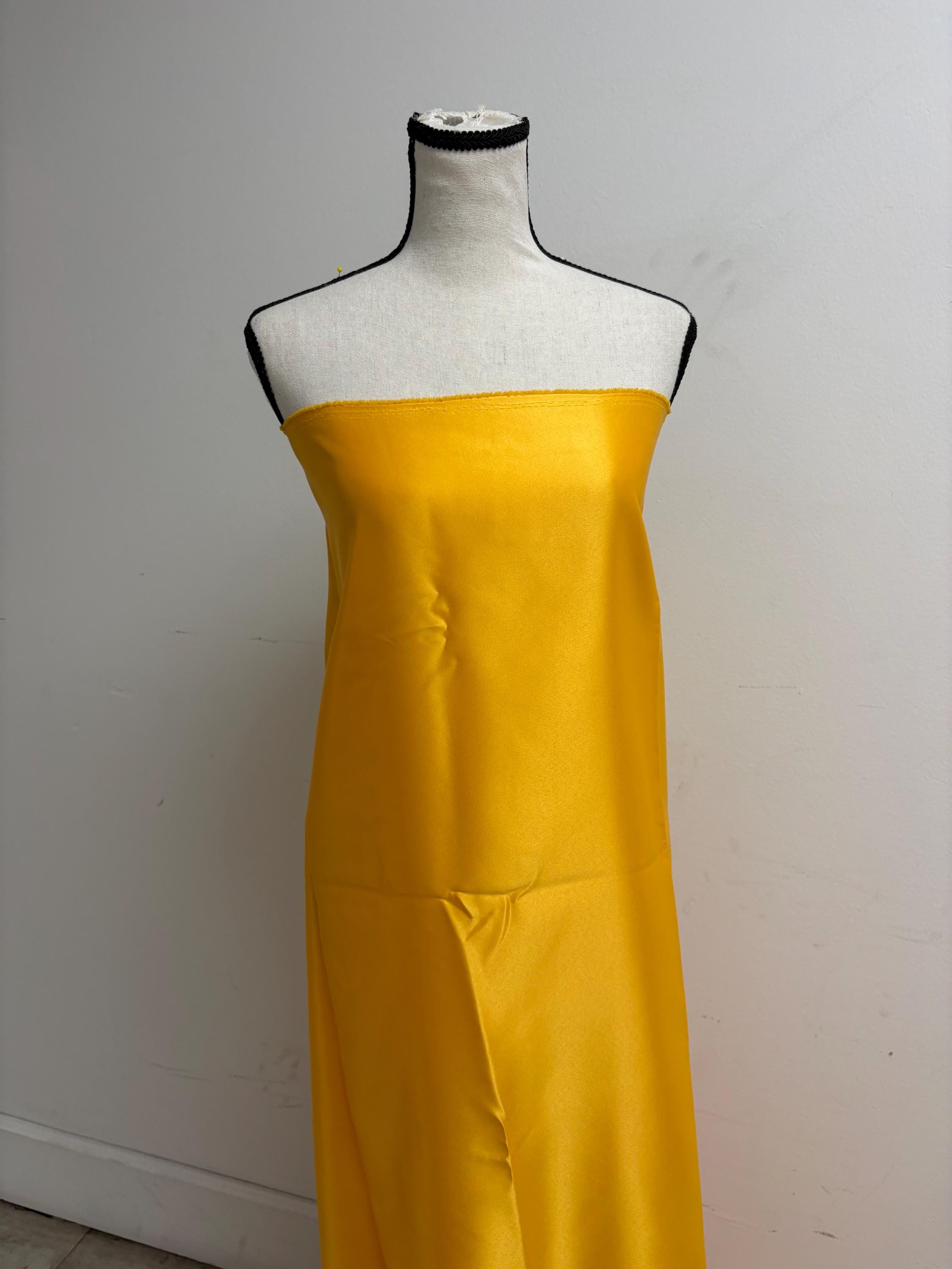 1.5 yards cut Dull Satin Fabric - Canary Yellow - 58" Width - Ref.Nas