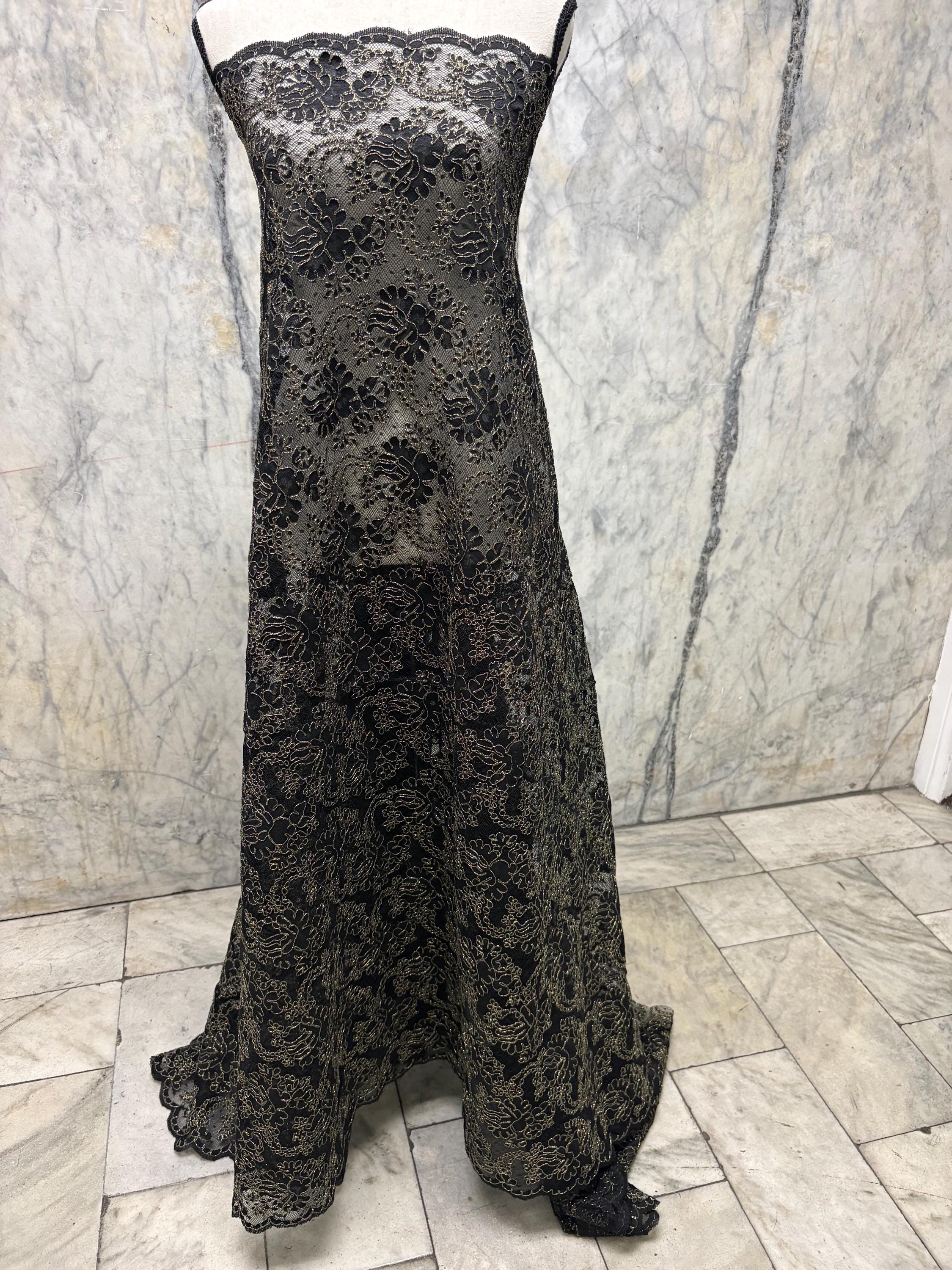 Lace Fancy Corded - Black gold - 49" Width - ref. Nas