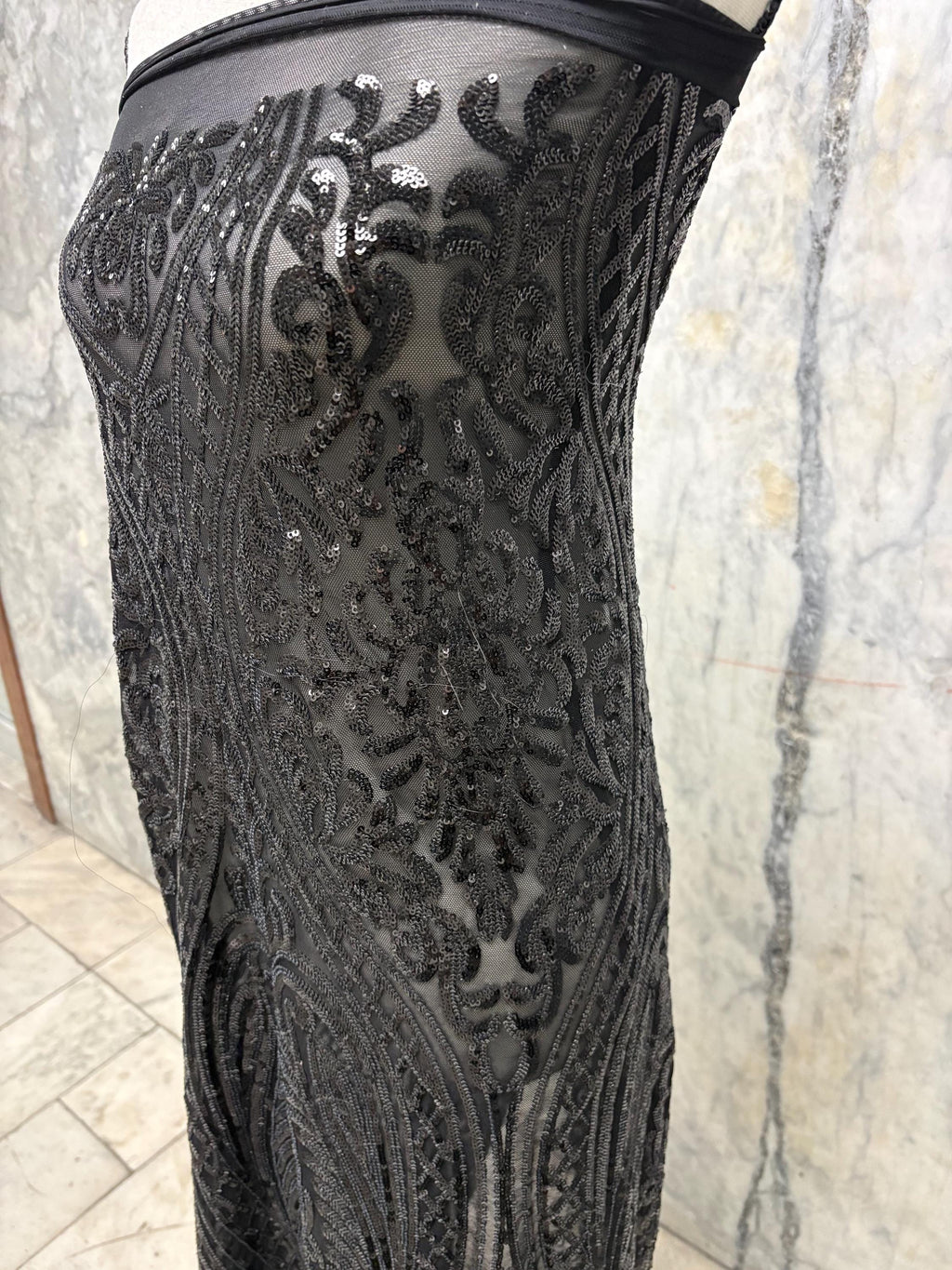 Black All over Sequins fabric - Black - 55" width