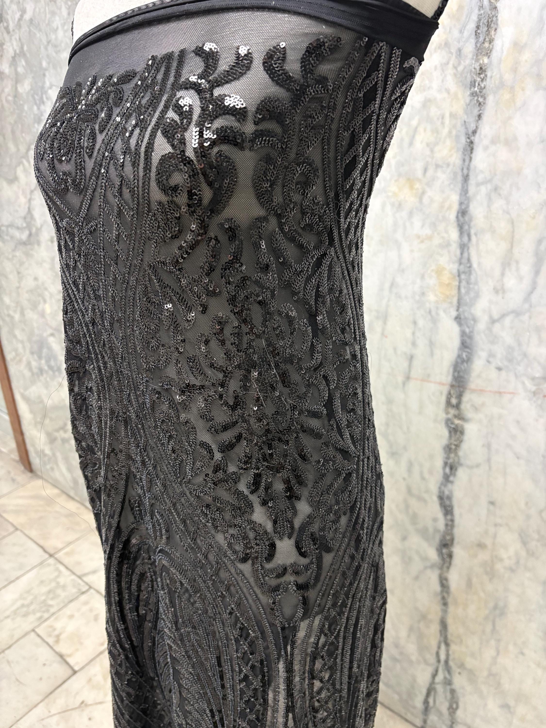 Black All over Sequins fabric - Black - 55" width