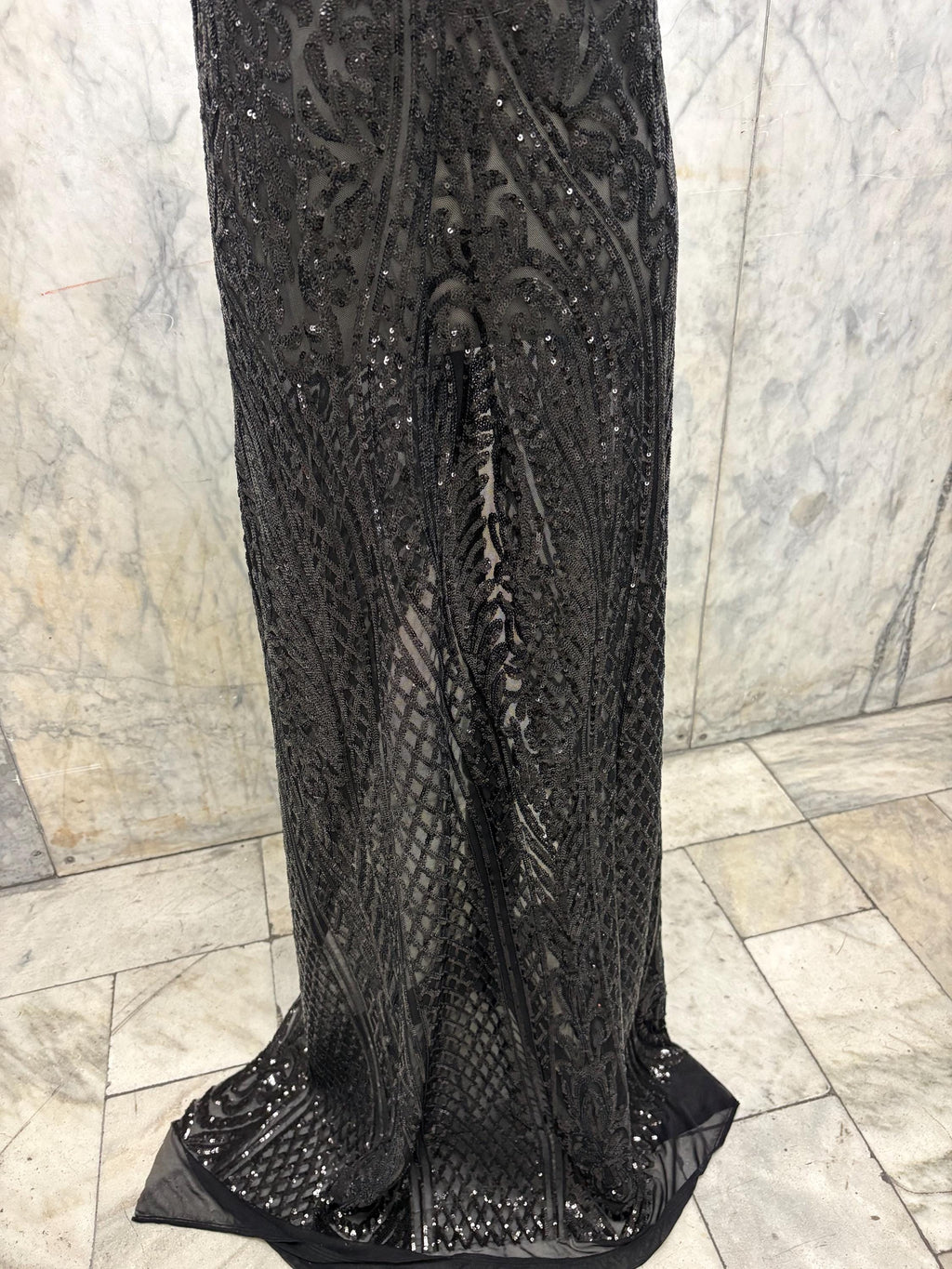 Black All over Sequins fabric - Black - 55" width