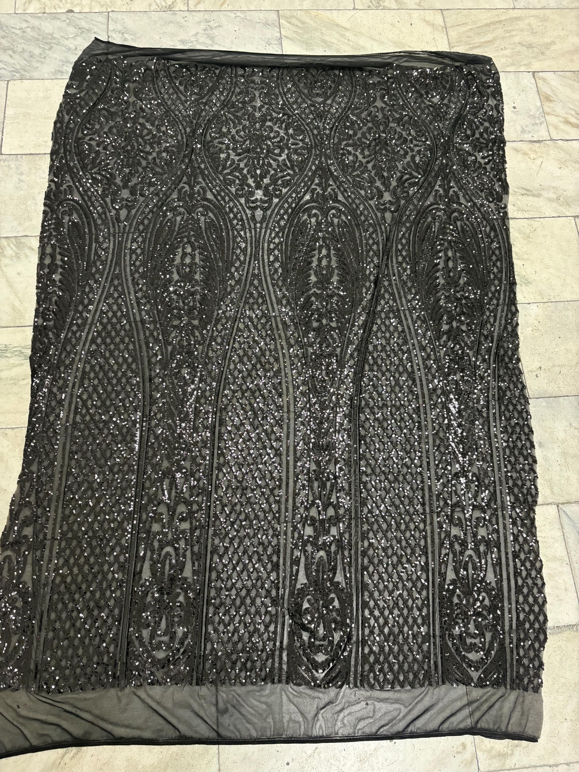 Black All over Sequins fabric - Black - 55" width