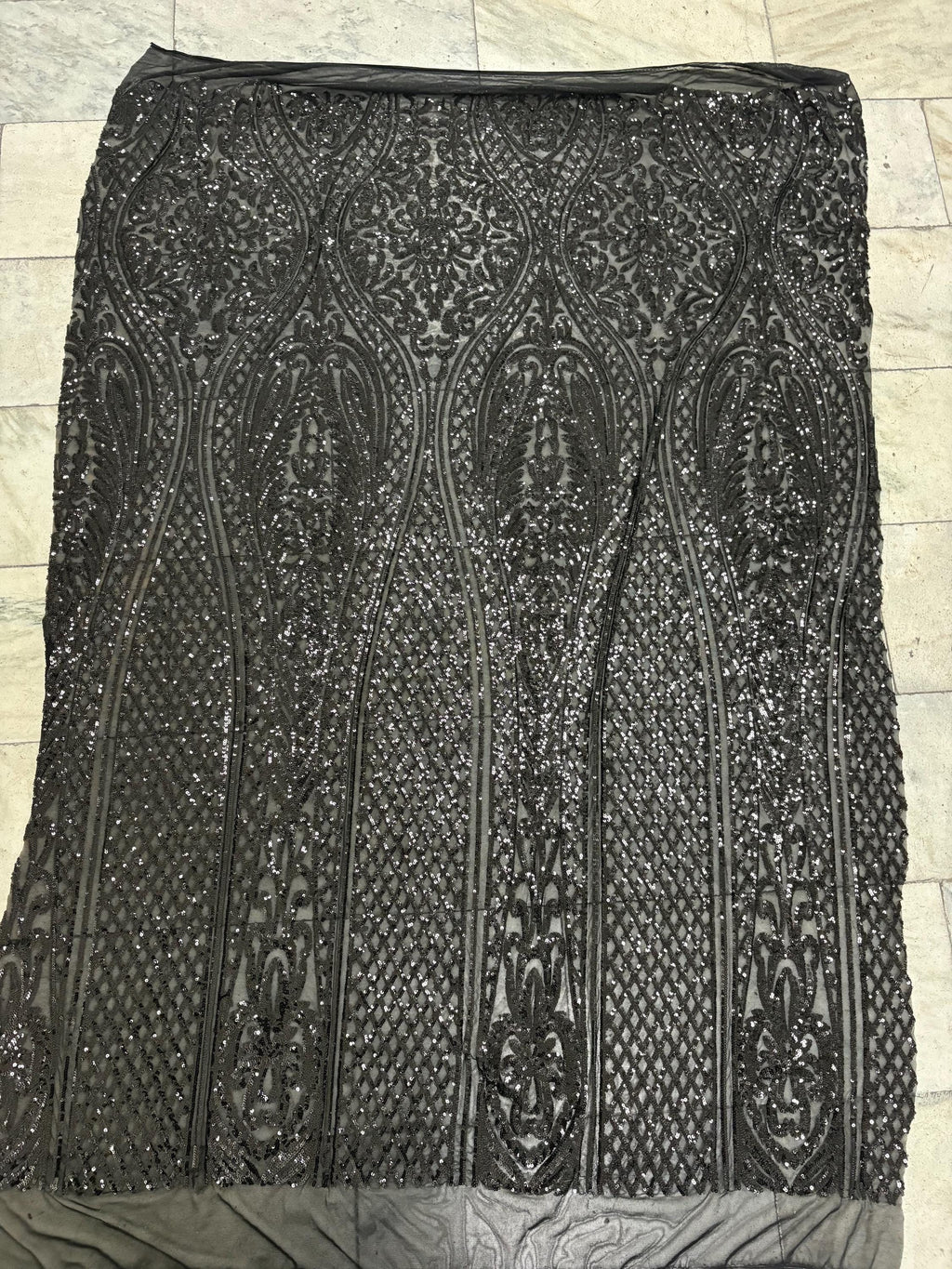 Black All over Sequins fabric - Black - 55" width