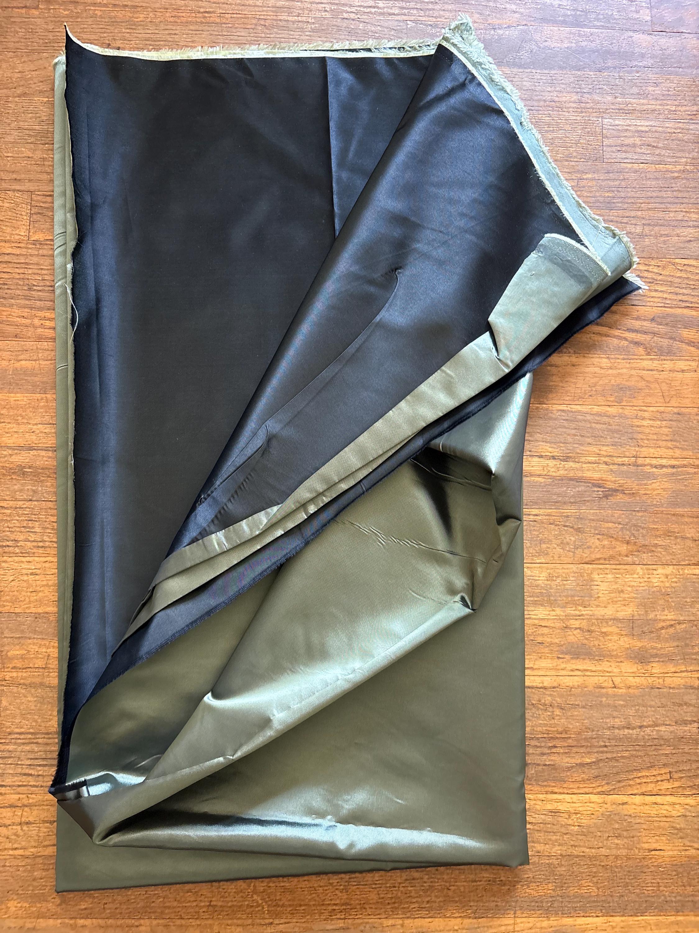 3.5 yards Two tone Taffeta fabric - Olive/Black - 59" Width