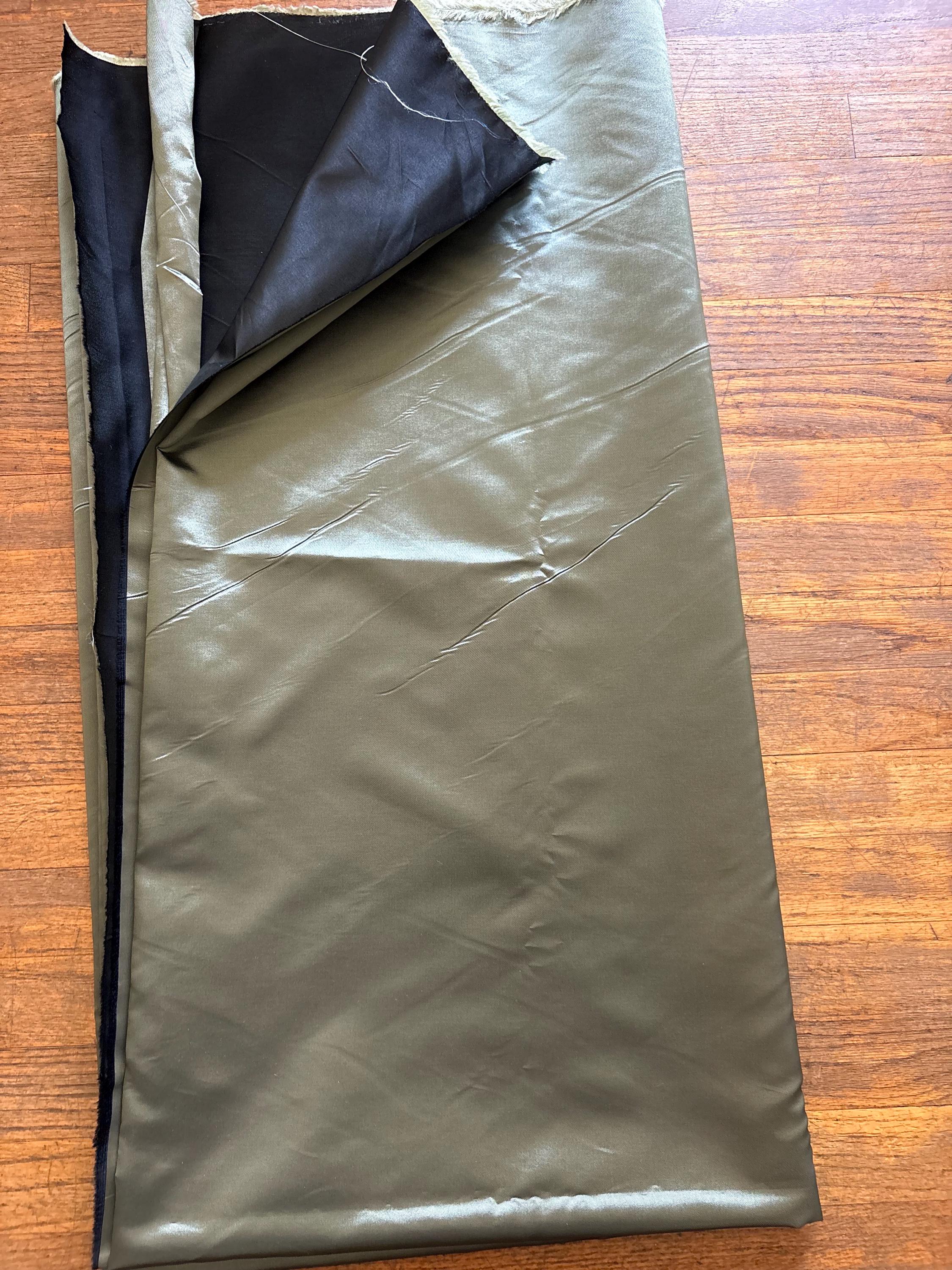 3.5 yards Two tone Taffeta fabric - Olive/Black - 59" Width